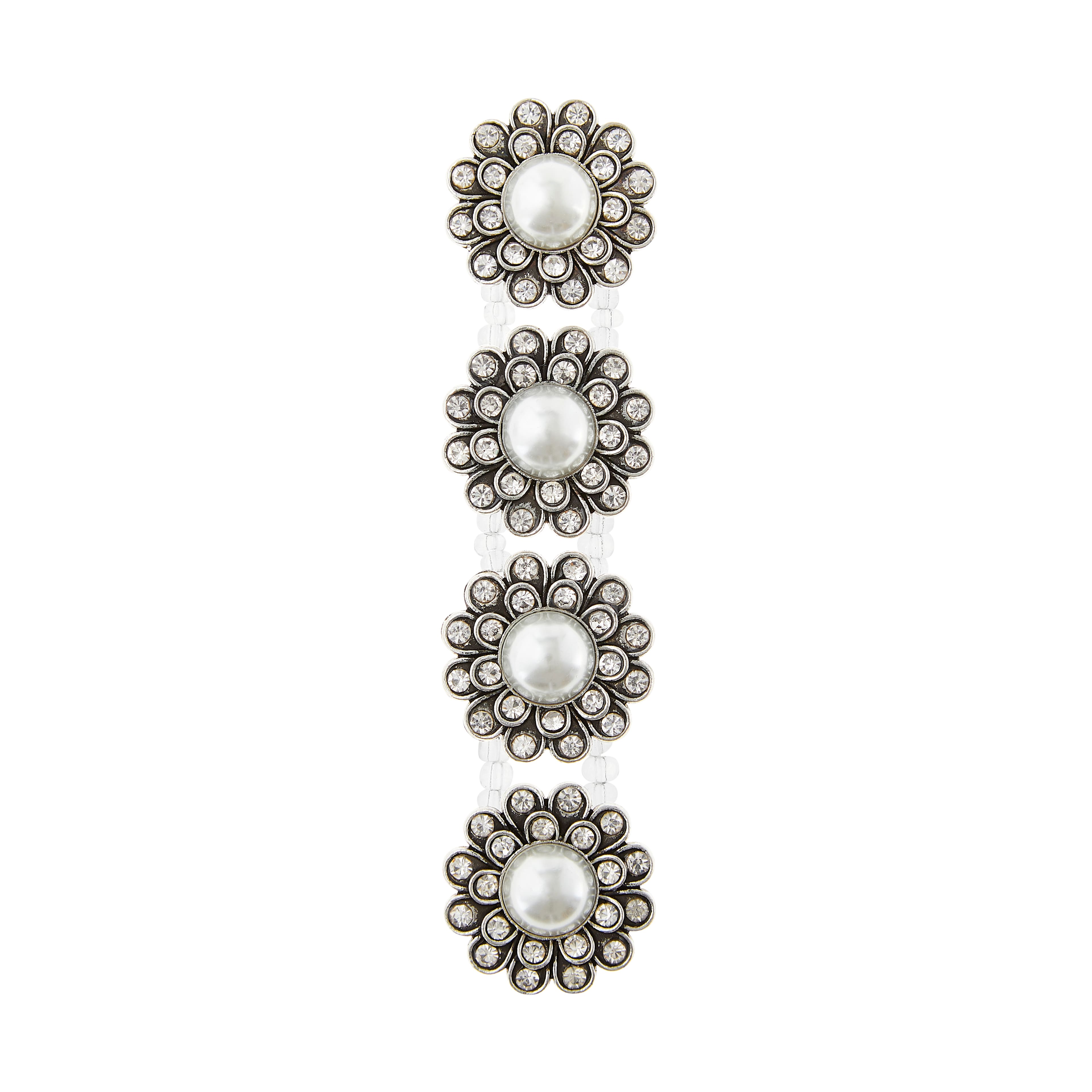 Silver Faux Pearl Flower Sliders, 25mm by Bead Landing™