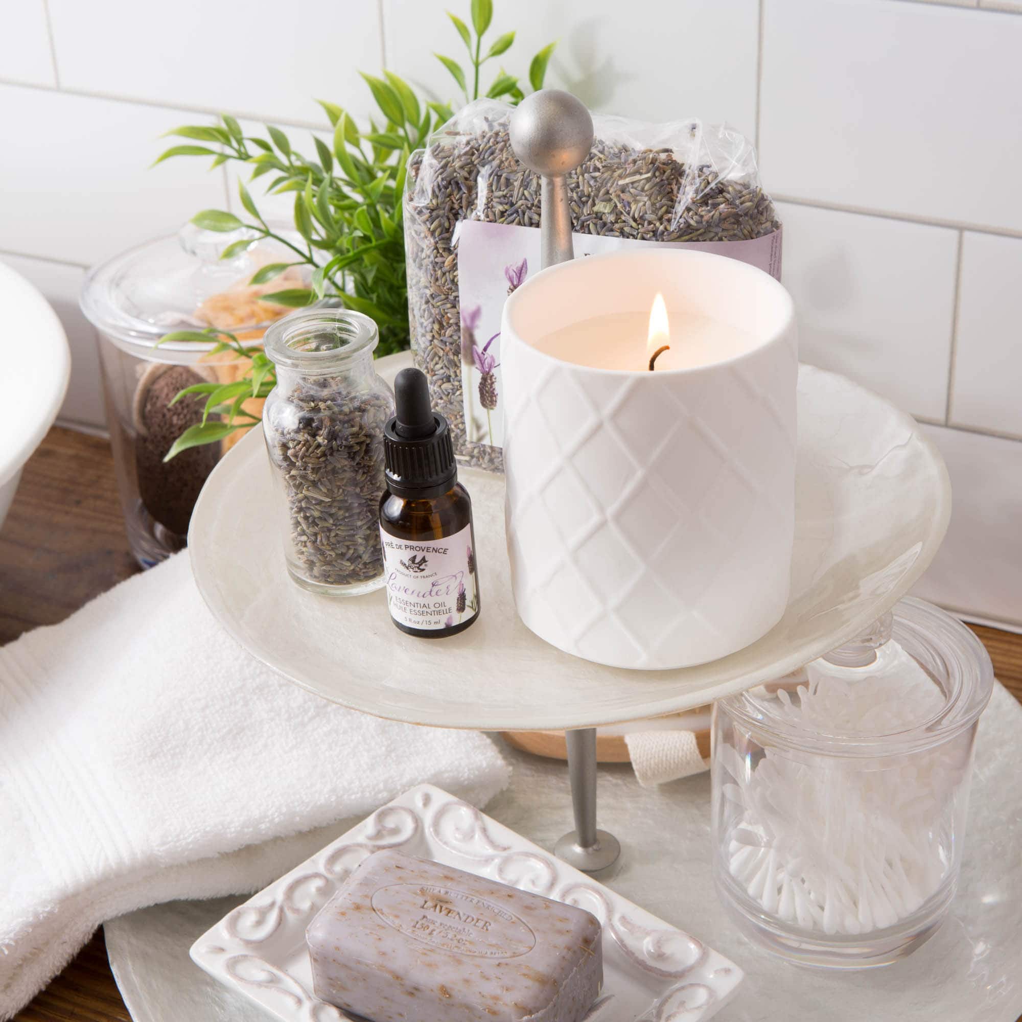 European Soaps Lavender Ceramic Jar Candle