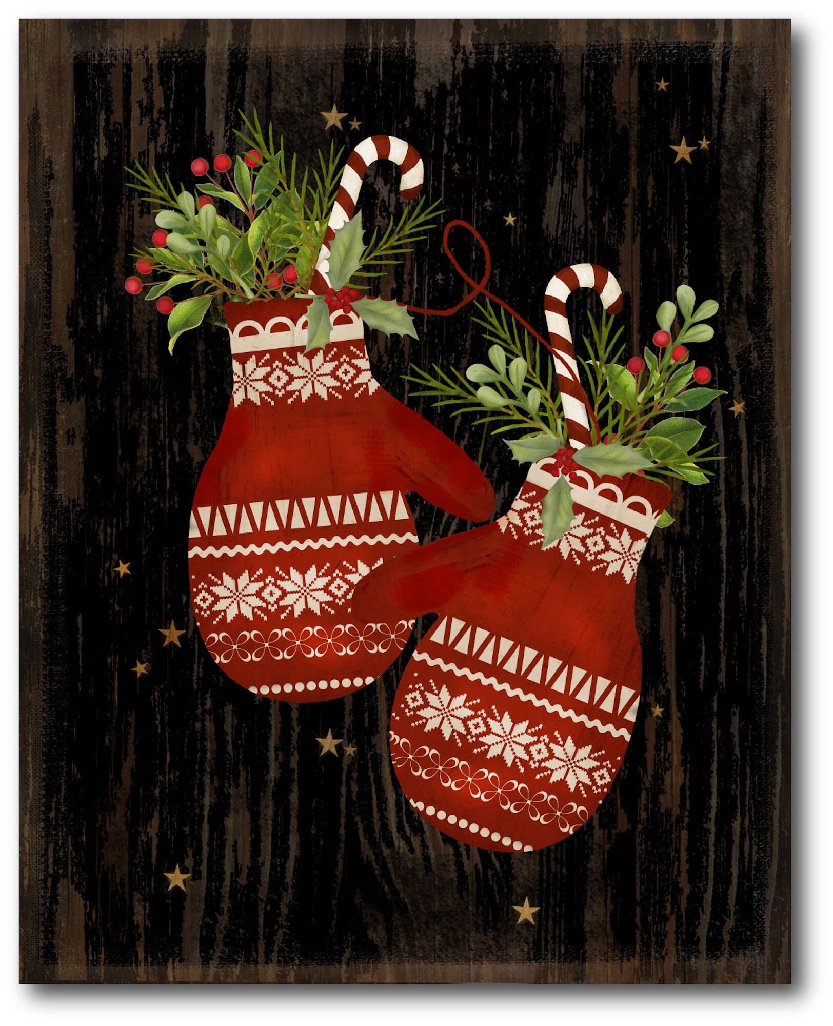 Courtside Market® Christmas Mittens Floral Gallery-Wrapped Canvas Wall Art | 20" x 24" | Michaels®