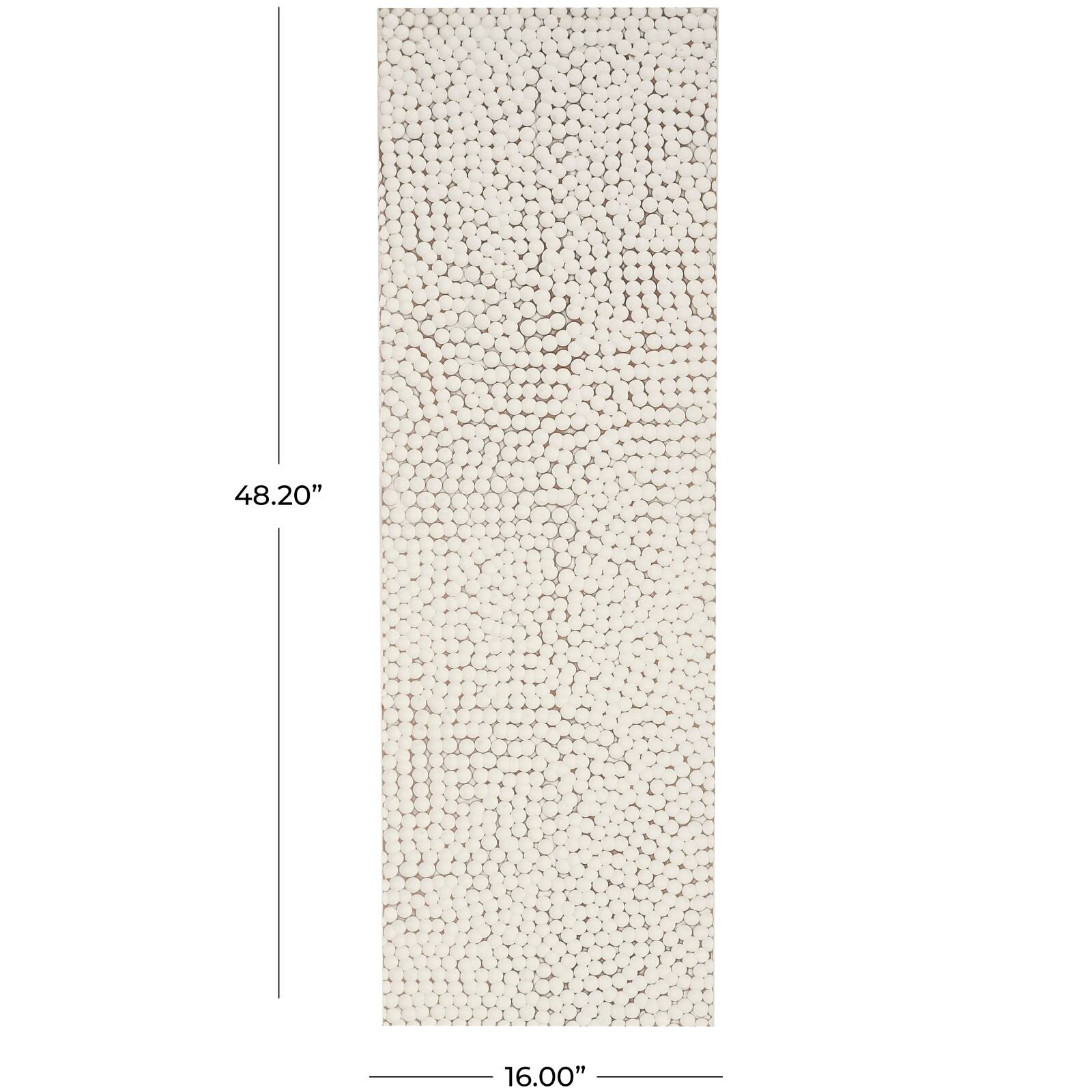 48" x 16" White Geometric Handmade Abstract Spotted Panel Wall Décor