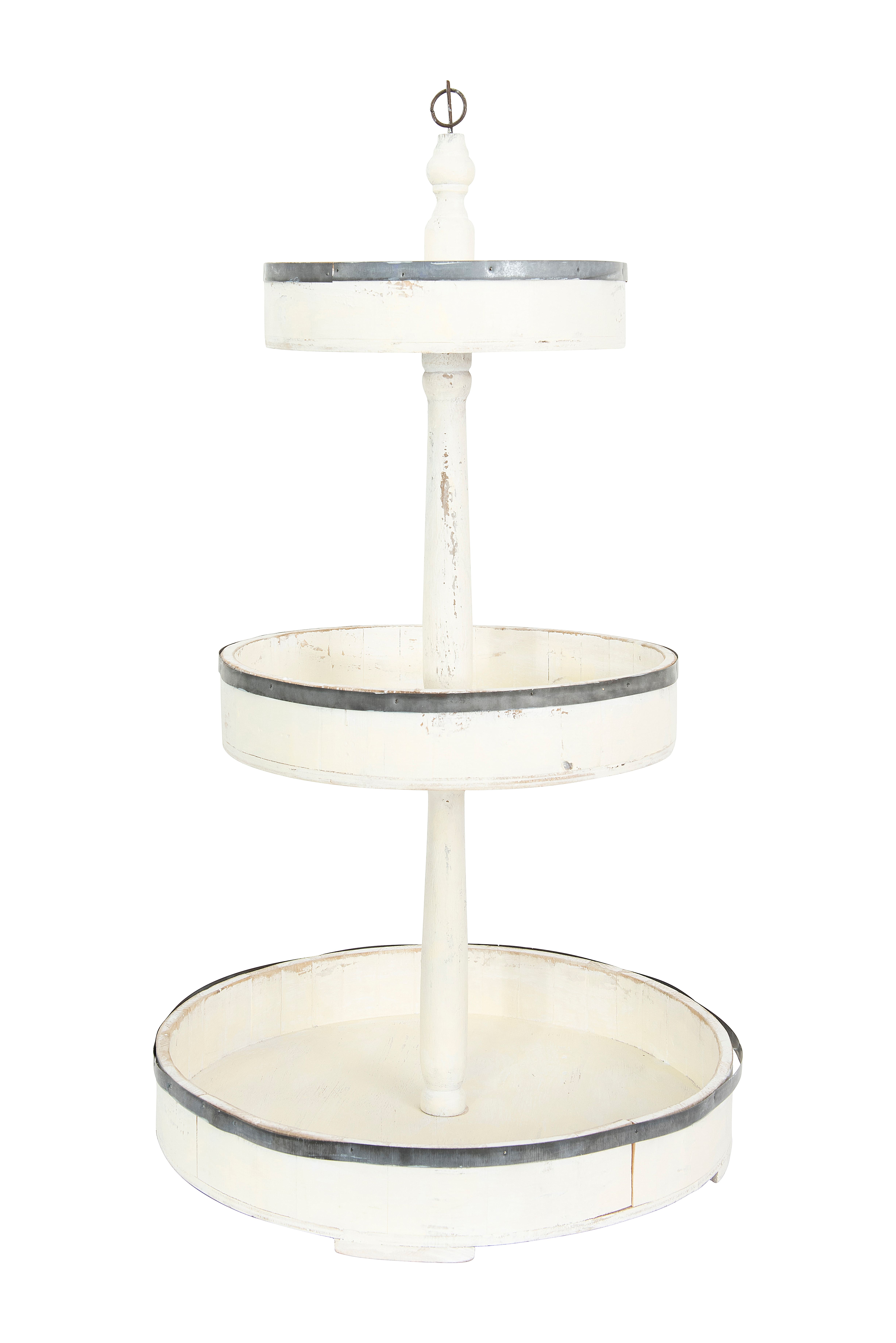 Hello Honey® 26.5" Decorative Wood & Tin 3 Tier Tray