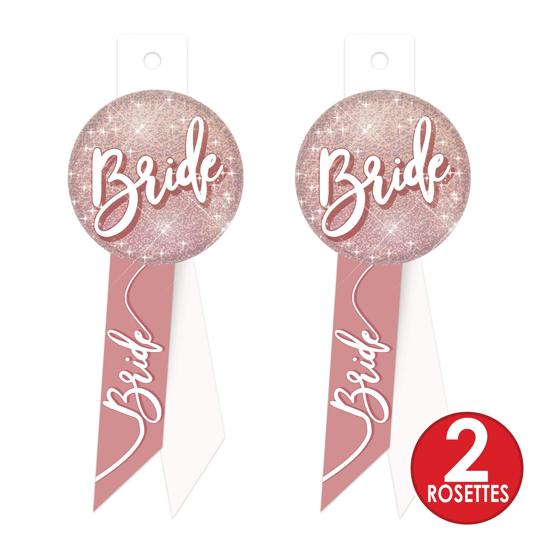 Beistle 5.5" Sparkle Bride Rosette Pins, 2ct.