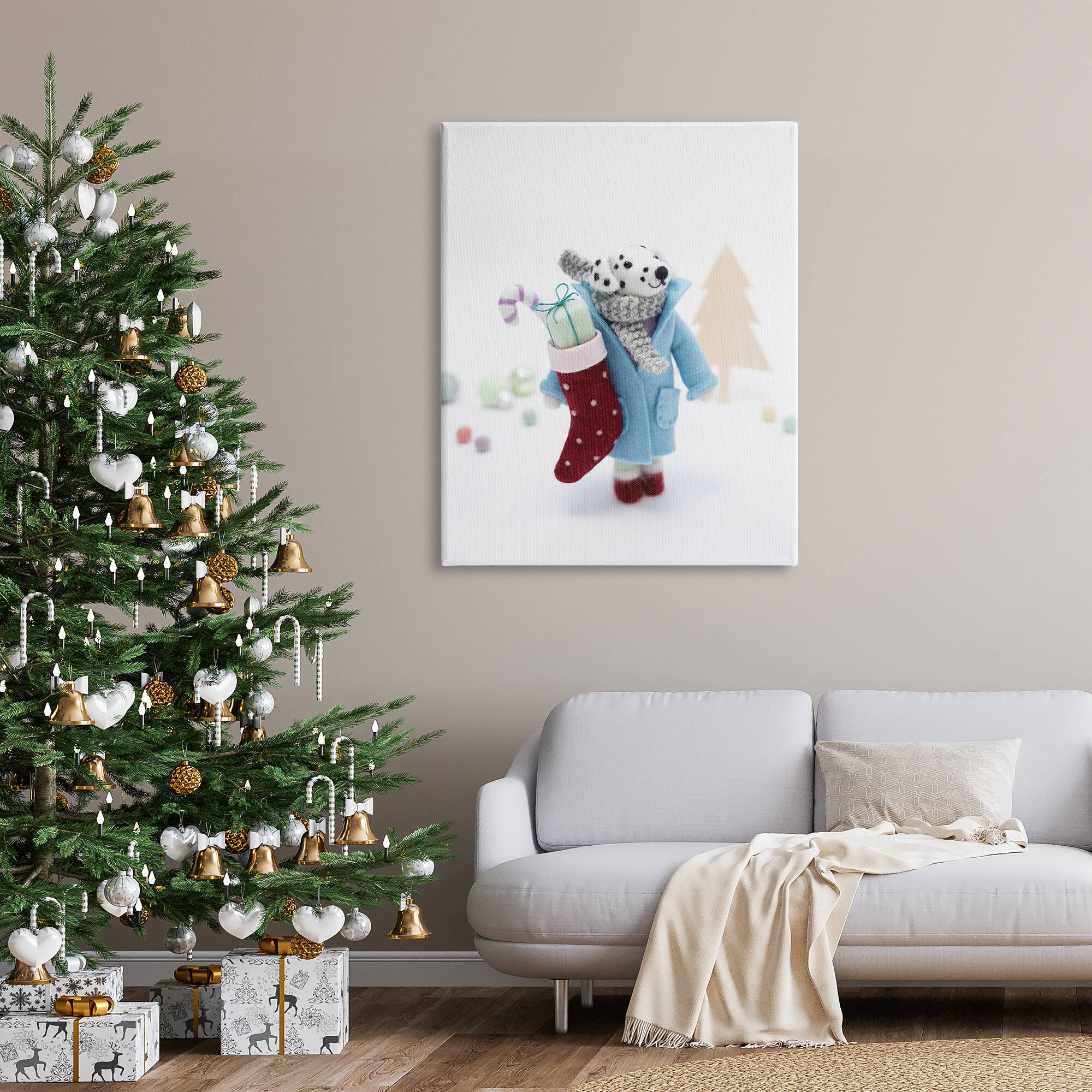Stupell Industries Dalmatian Christmas Stocking Scene Canvas Wall Art