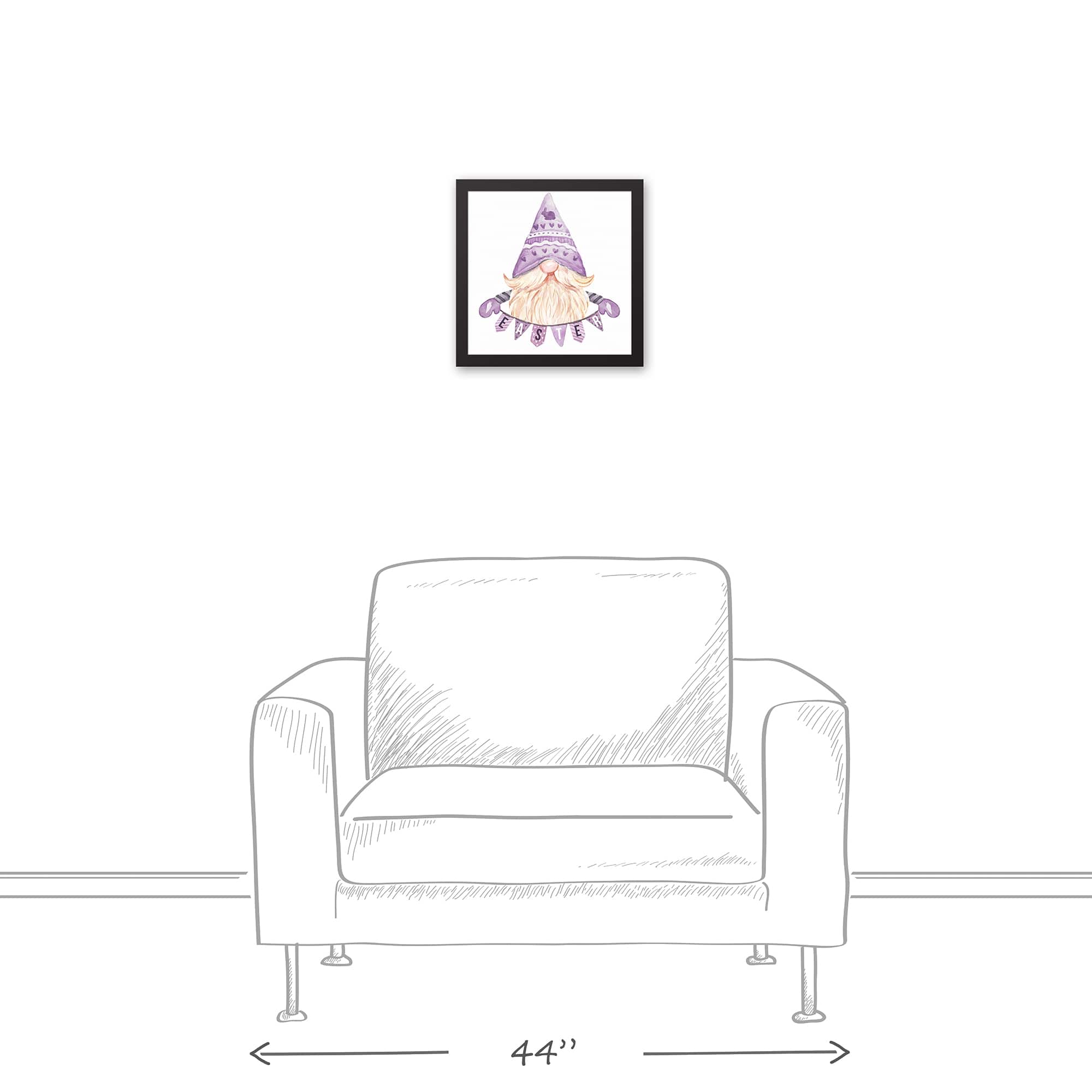 Easter Gnome Banner 12" x 12" Black Floating Framed Canvas