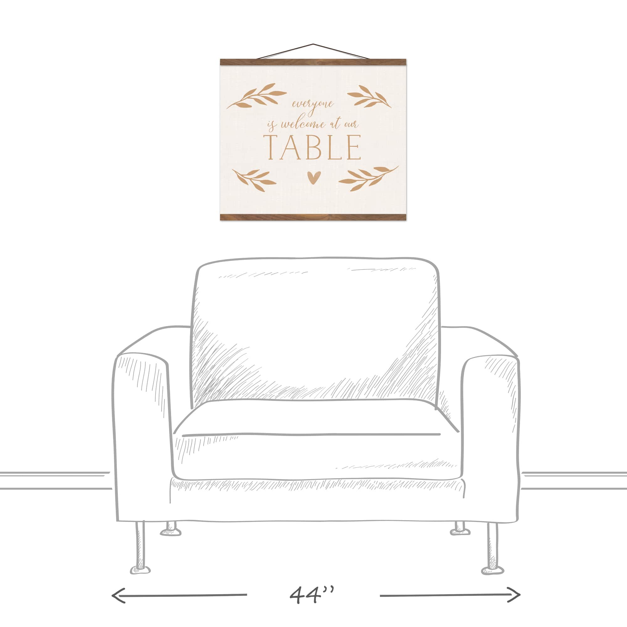 Welcome At Our Table 20" x 16" Teak Hanging Canvas