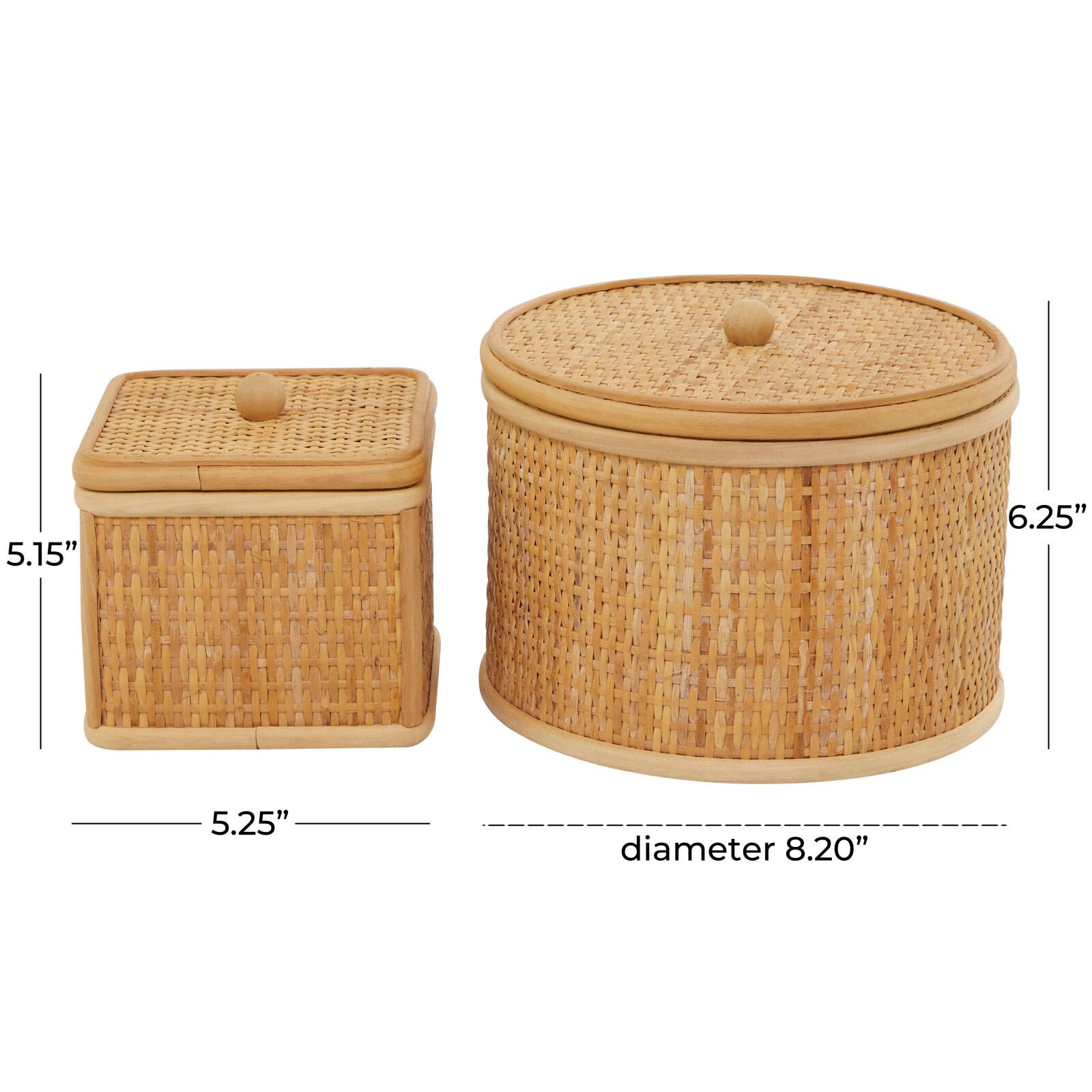 Brown Rattan Storage Box Set