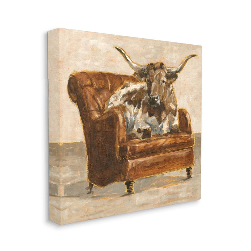 Stupell Industries Abstract Bull Livingroom Chair Painting Wall Art