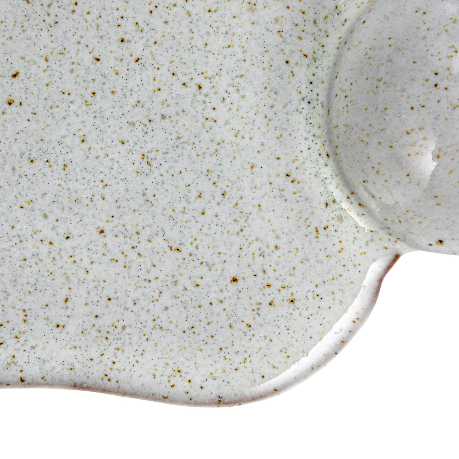 Hello Honey® 10.25" Cream Reactive Glaze Stoneware Tray with Ball