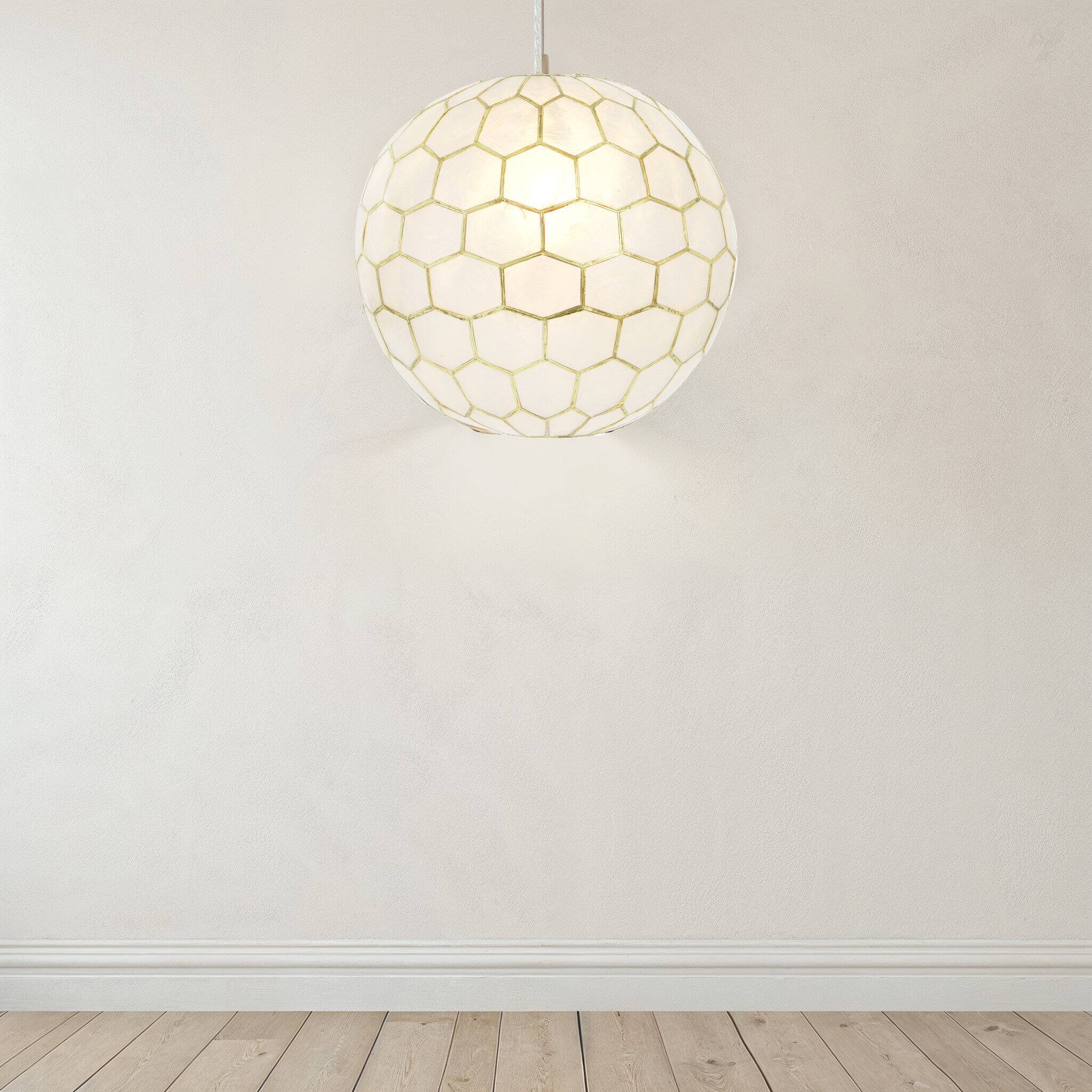 Hello Honey® Capiz Honeycomb Globe Pendant Light