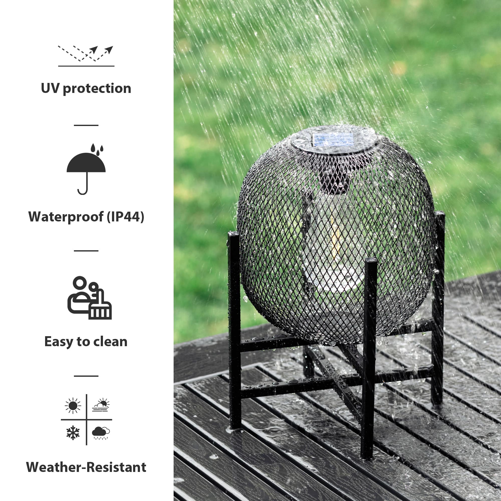 Glitzhome® 11.5" Metal Mesh Black Solar Powered Lantern with Stand, 2ct.