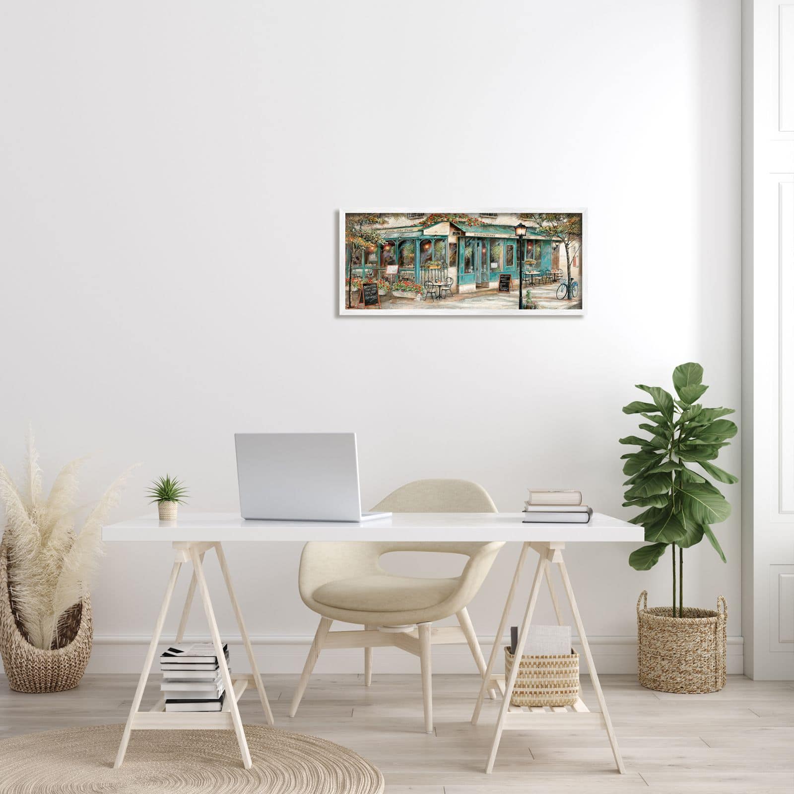 Stupell Industries European City Streets Traditional Restaurant Architecture Sidewalk Scene Framed Wall Art
