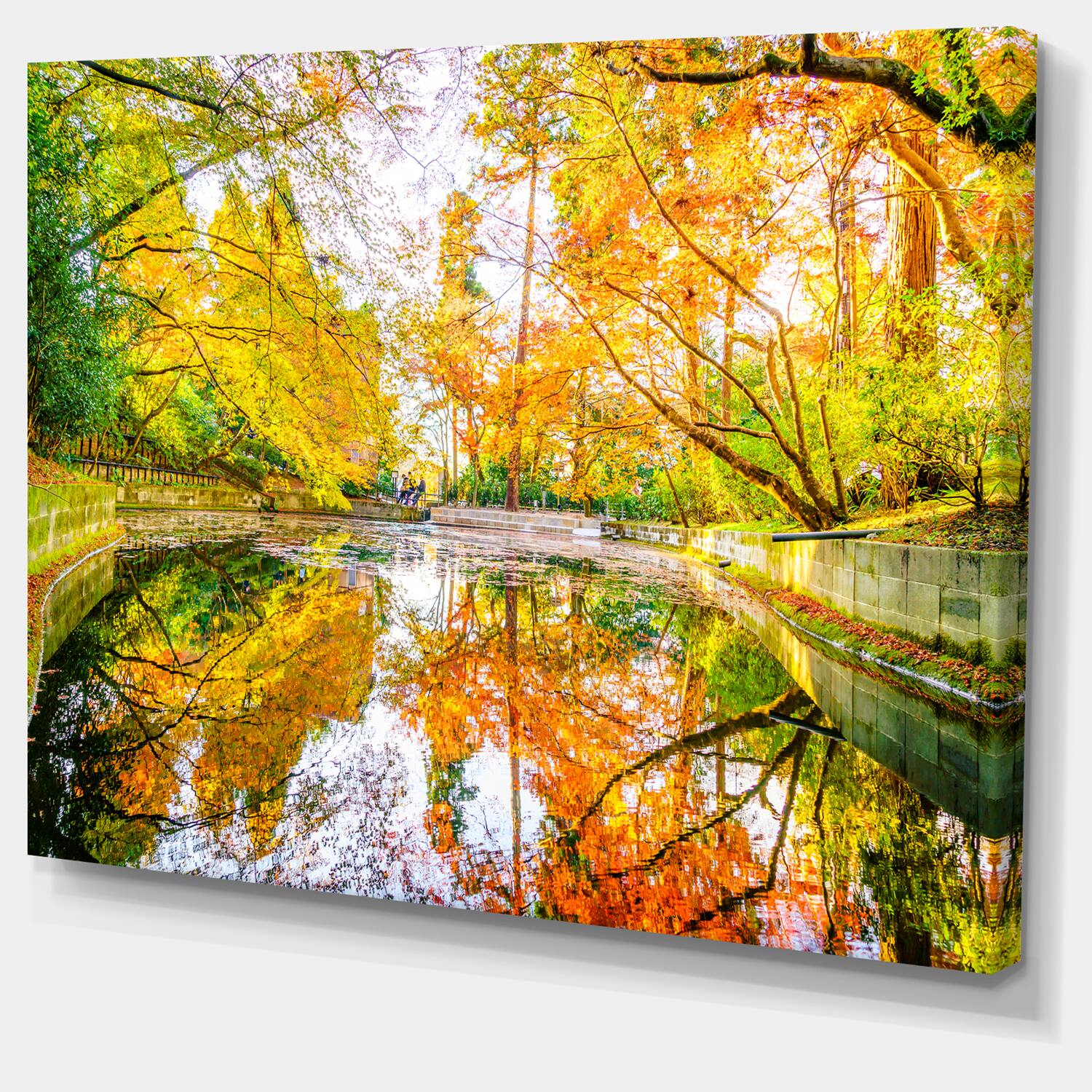 Designart - Bright Fall Forest with River