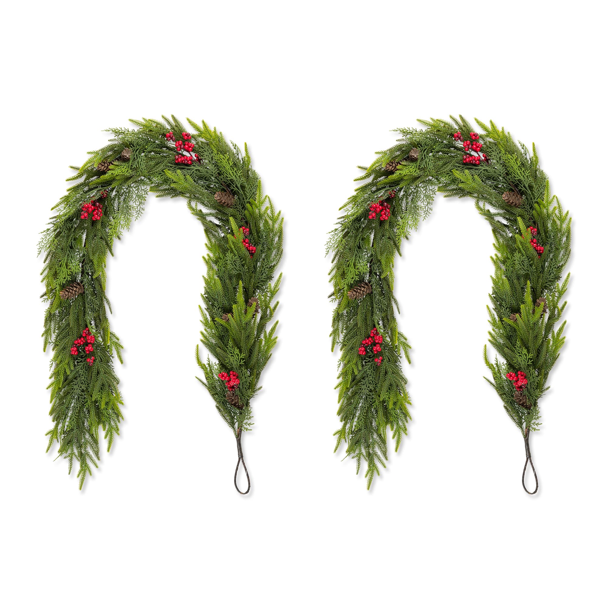 Glitzhome® 6Ft Christmas PE Dripping Garland with Pinecones and Red Berries, Set of 2 | 6 ft | Michaels®