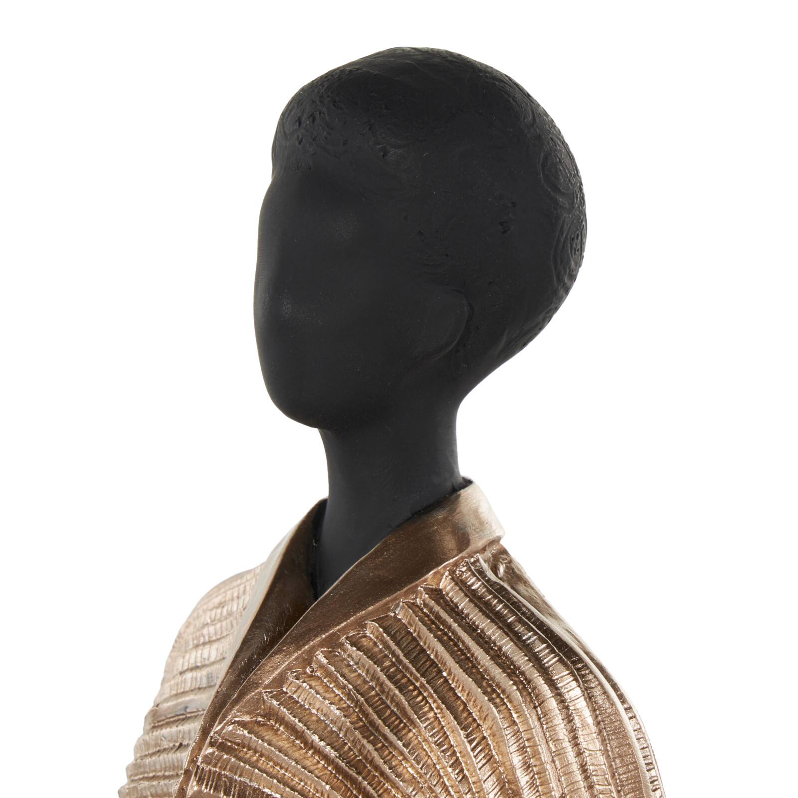 17.5" Black Decorative Sculpture with Ivory Attire