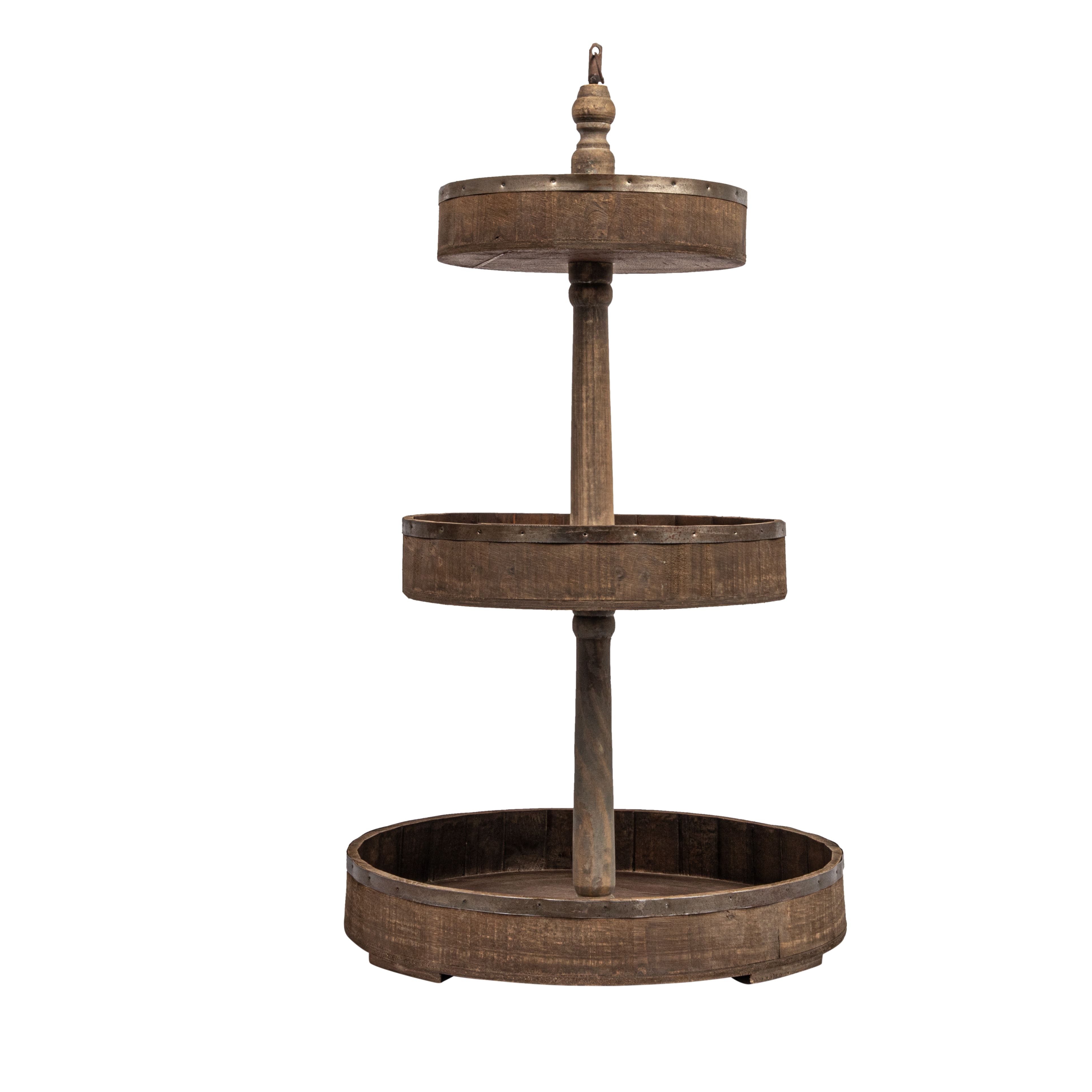 Hello Honey® 27.5" Decorative Wood & Tin 3 Tier Tray