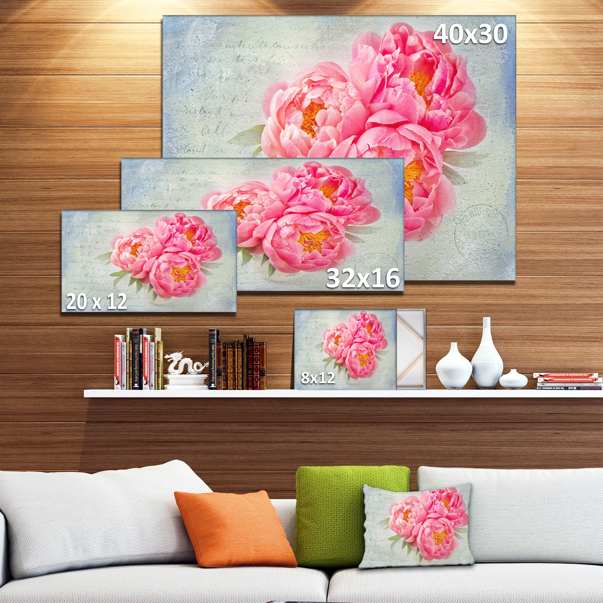 Designart - Pink Peony Flowers in White Vase