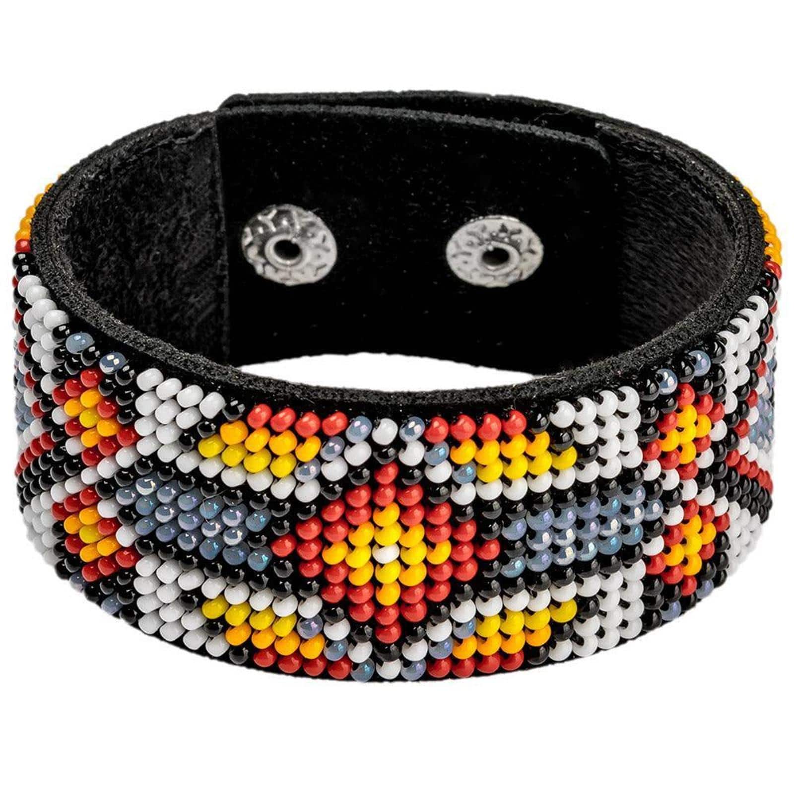 Wonderland Crafts Orange & Yellow Bead Artificial Leather Embroidery Bracelet Kit