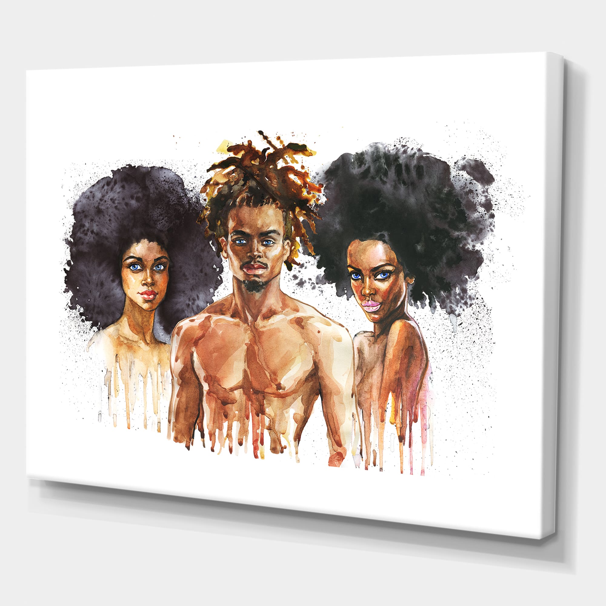 Designart - African American Fashion Portraits - Glam Canvas Wall Art Print