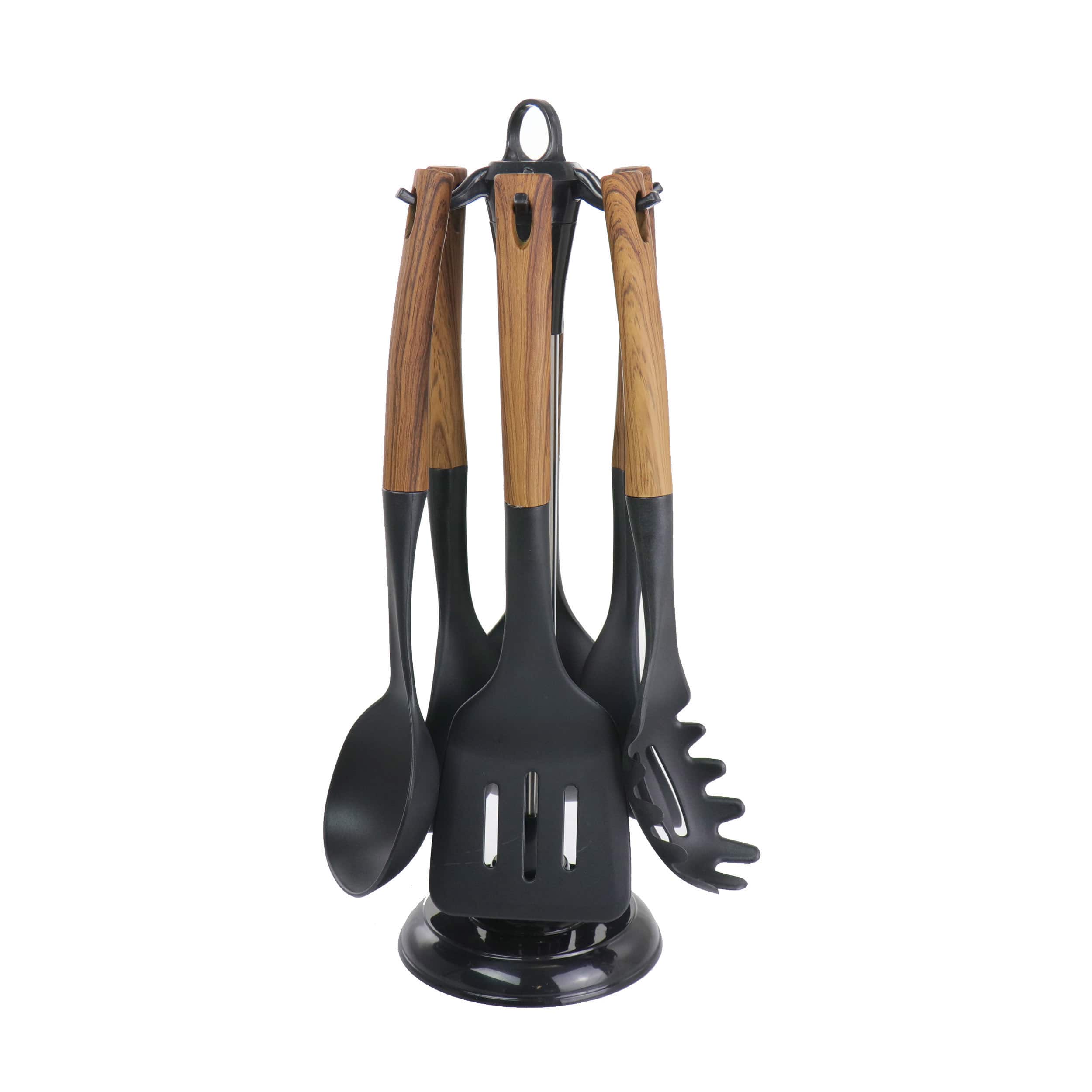 MegaChef Black Nylon & Wood Cooking Utensils Set, 7ct.