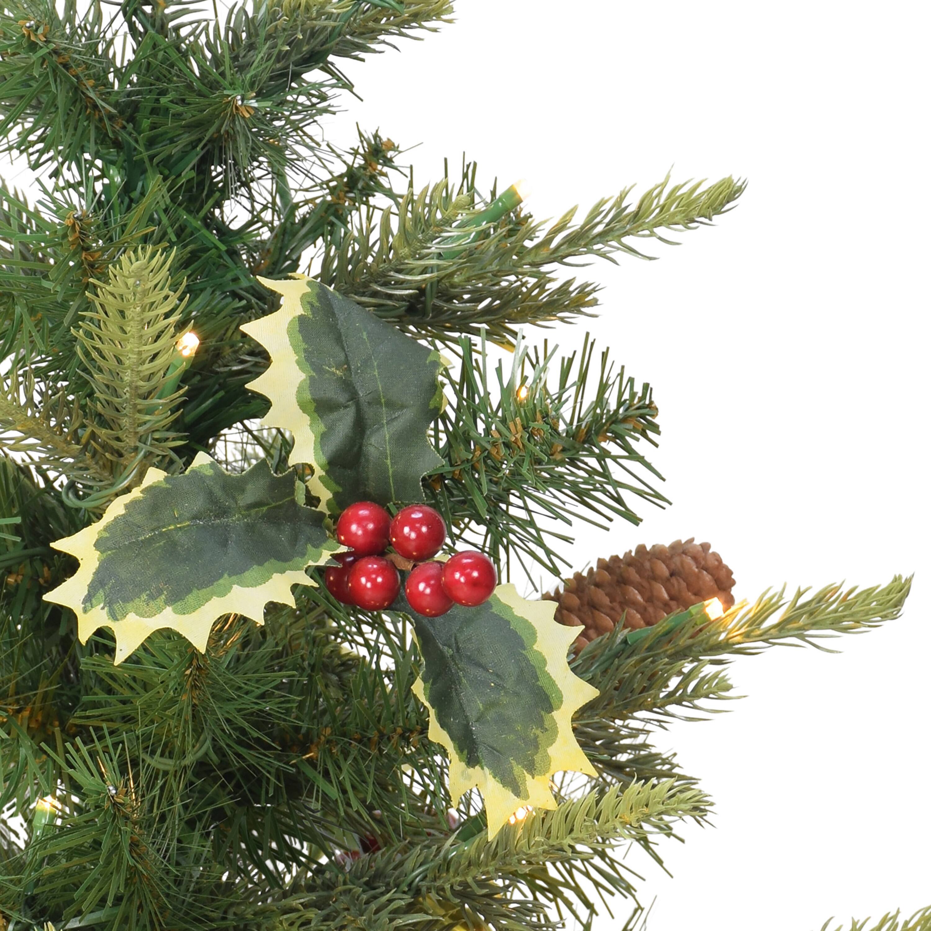 2ft. Pre-Lit Artificial Christmas Tree with Pine Cones in Burlap Sack, Warm White LED Lights