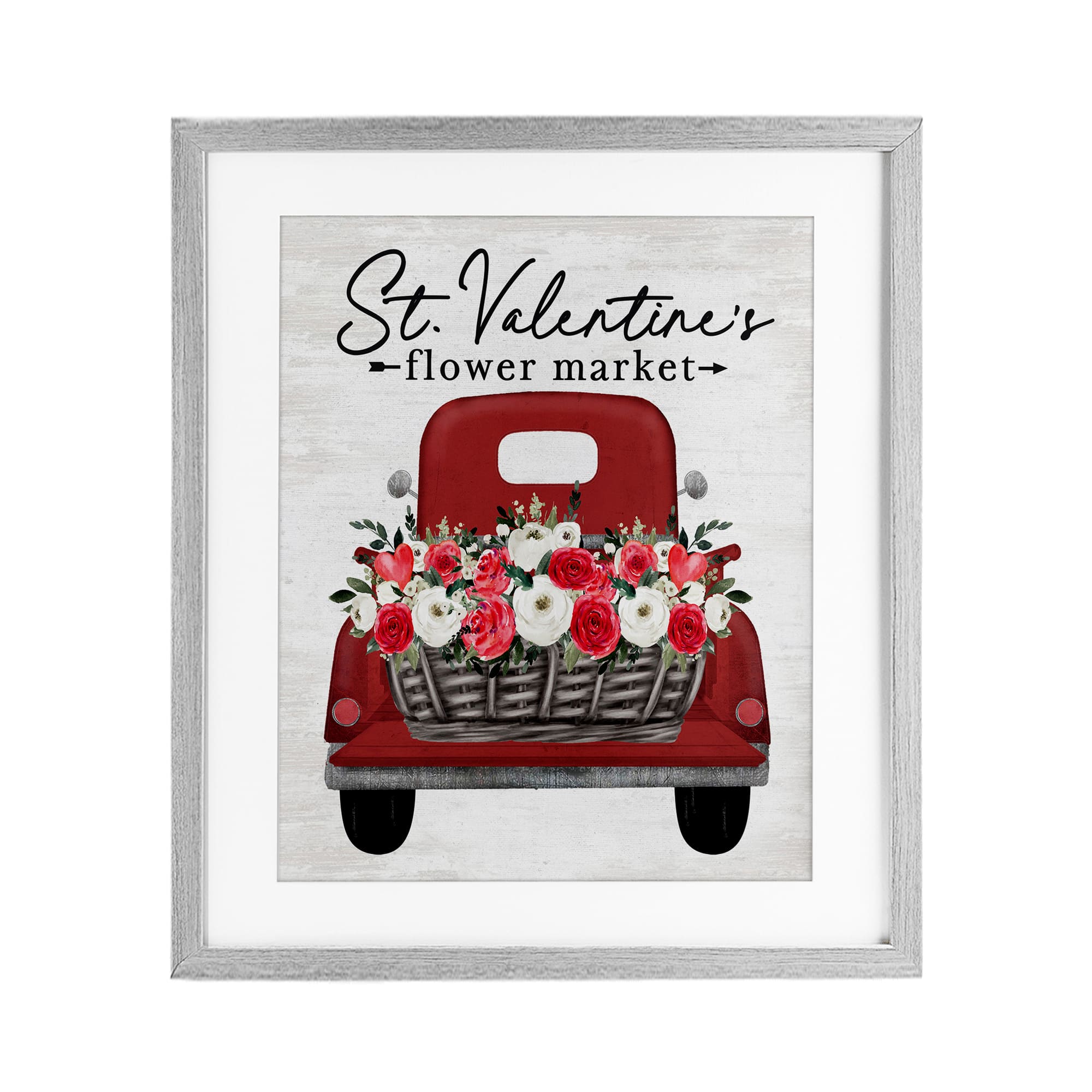 Stupell Industries St. Valentine's Flower Market Truck Framed Print Under Glass Wall Art