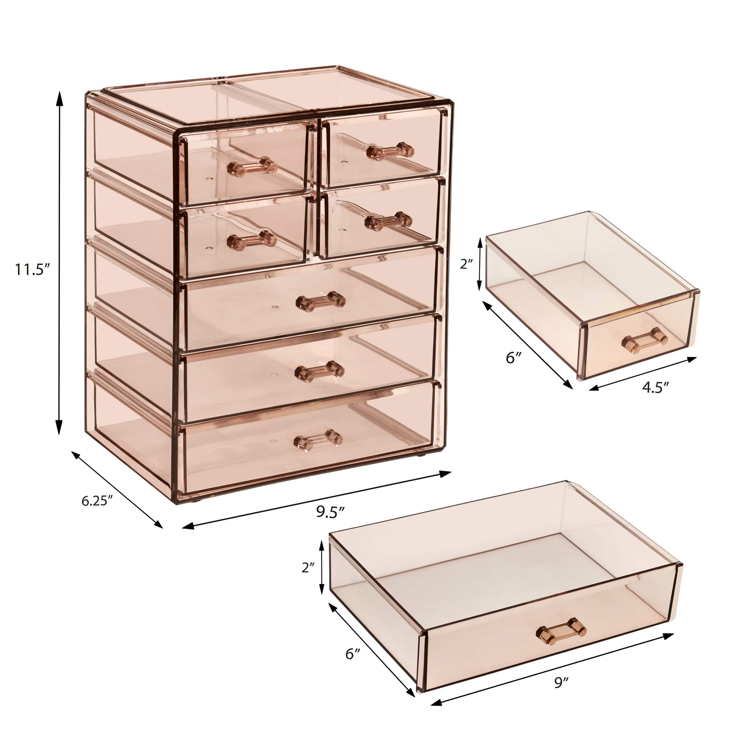 Sorbus Makeup & Jewelry Storage Case with 3 Large & 4 Small Drawers