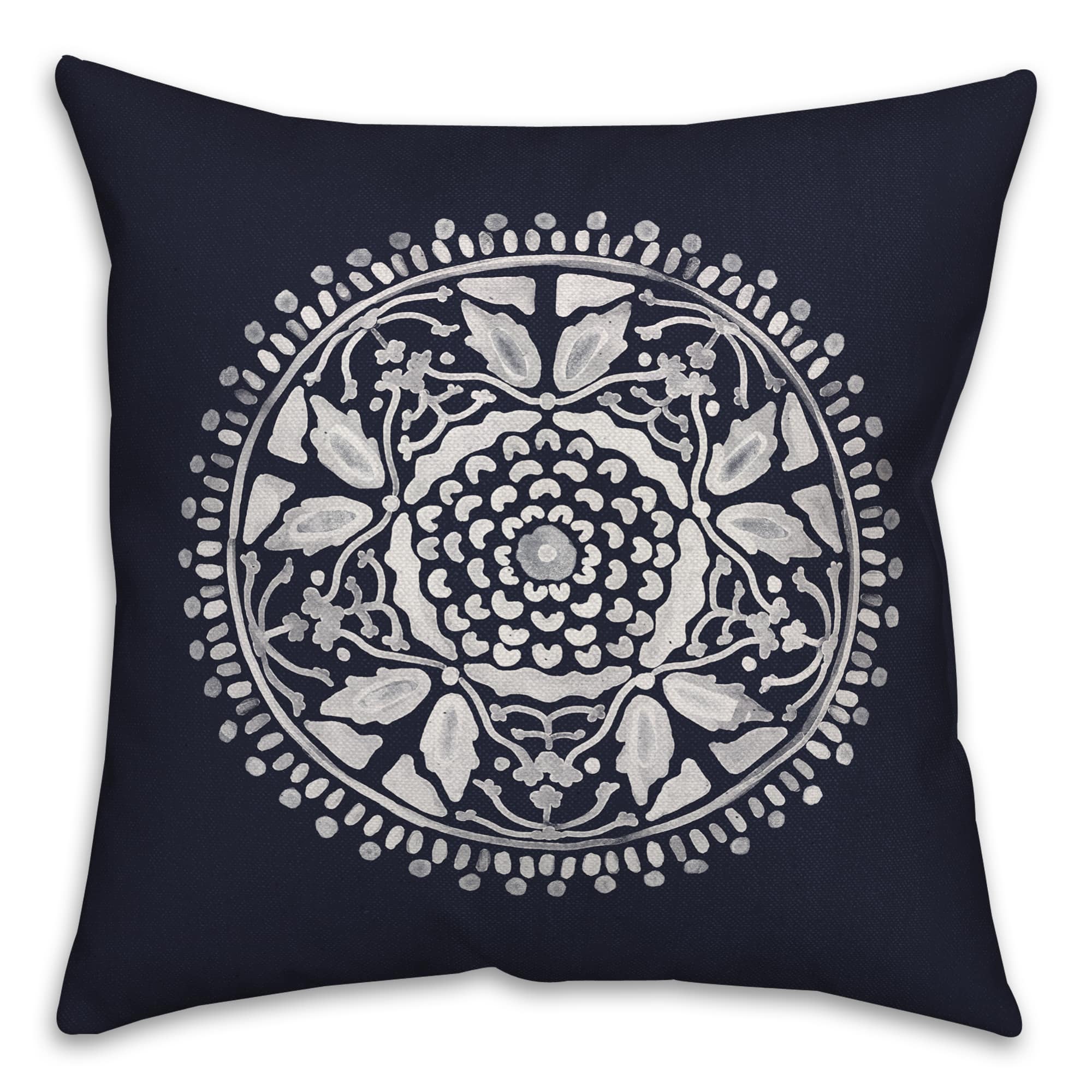 Navy Medallion Throw Pillow 18" x 18