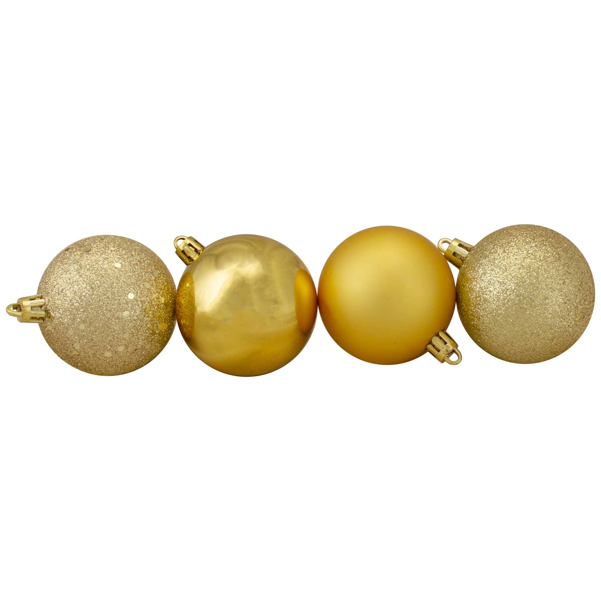 60ct Vegas Gold Shatterproof 4-Finish Ball Ornaments