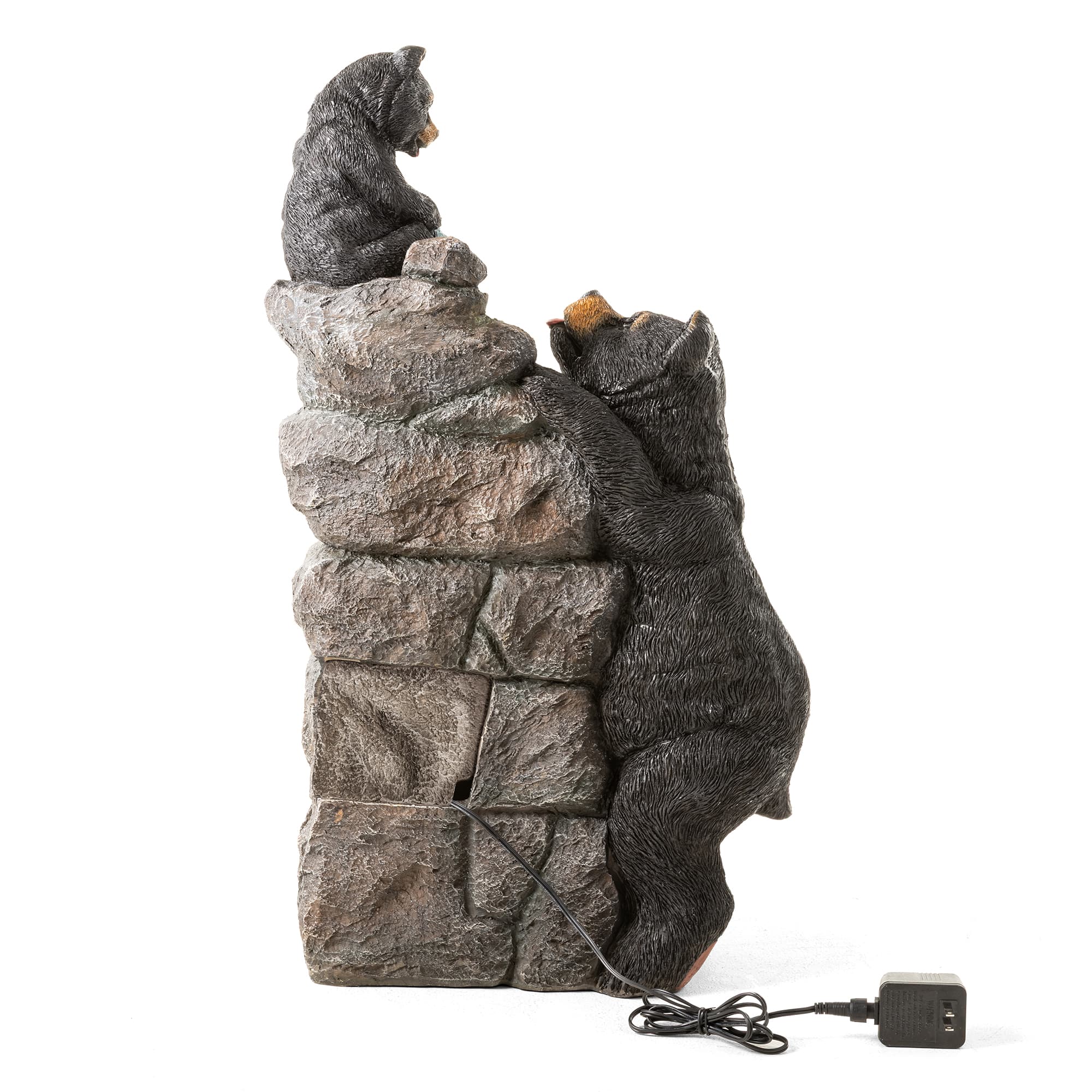 Glitzhome® 30.5" LED 4-Tier Mom & Baby Bear Outdoor Fountain