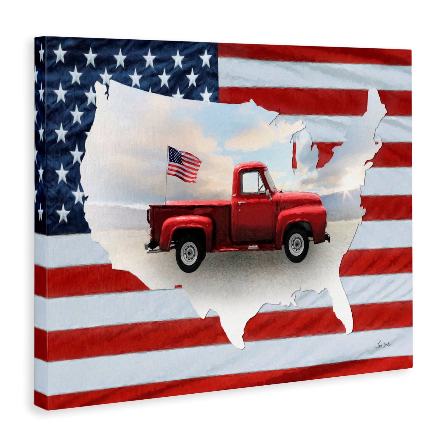 Stupell Industries Farmhouse American Flag Canvas Wall Art