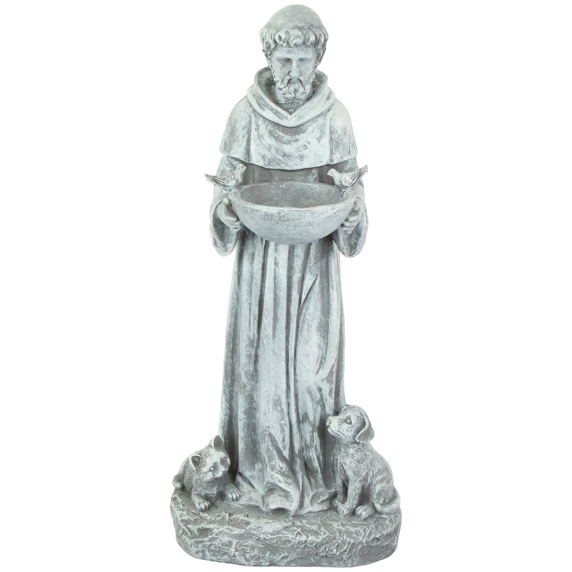 15.5" St. Francis Outdoor Bird Feeder Garden Statue