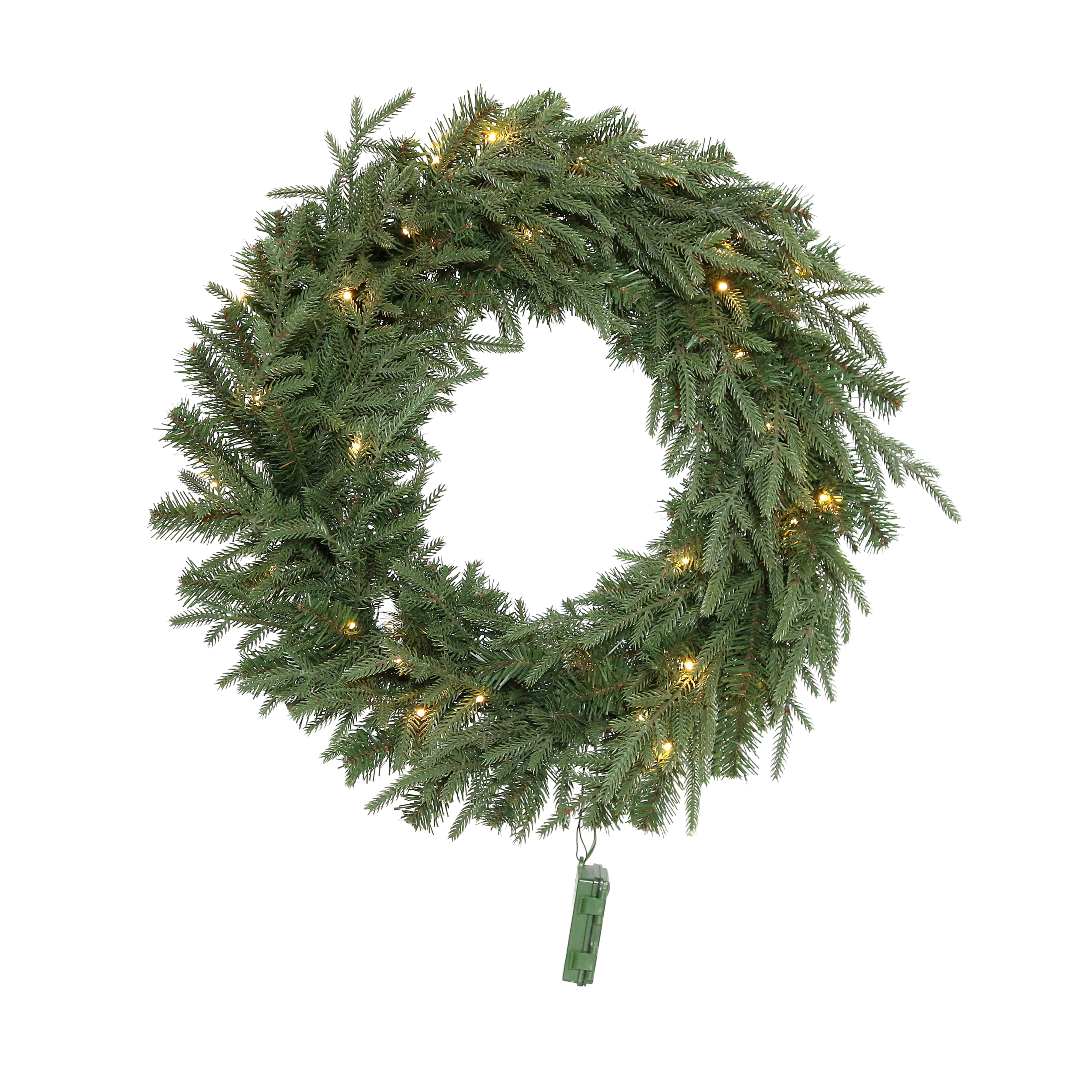 5pc. Pre-Lit Norfolk Pine Potted Artificial Christmas Trees, Garlands & Wreath, Warm White Mini LED Lights by Ashland®