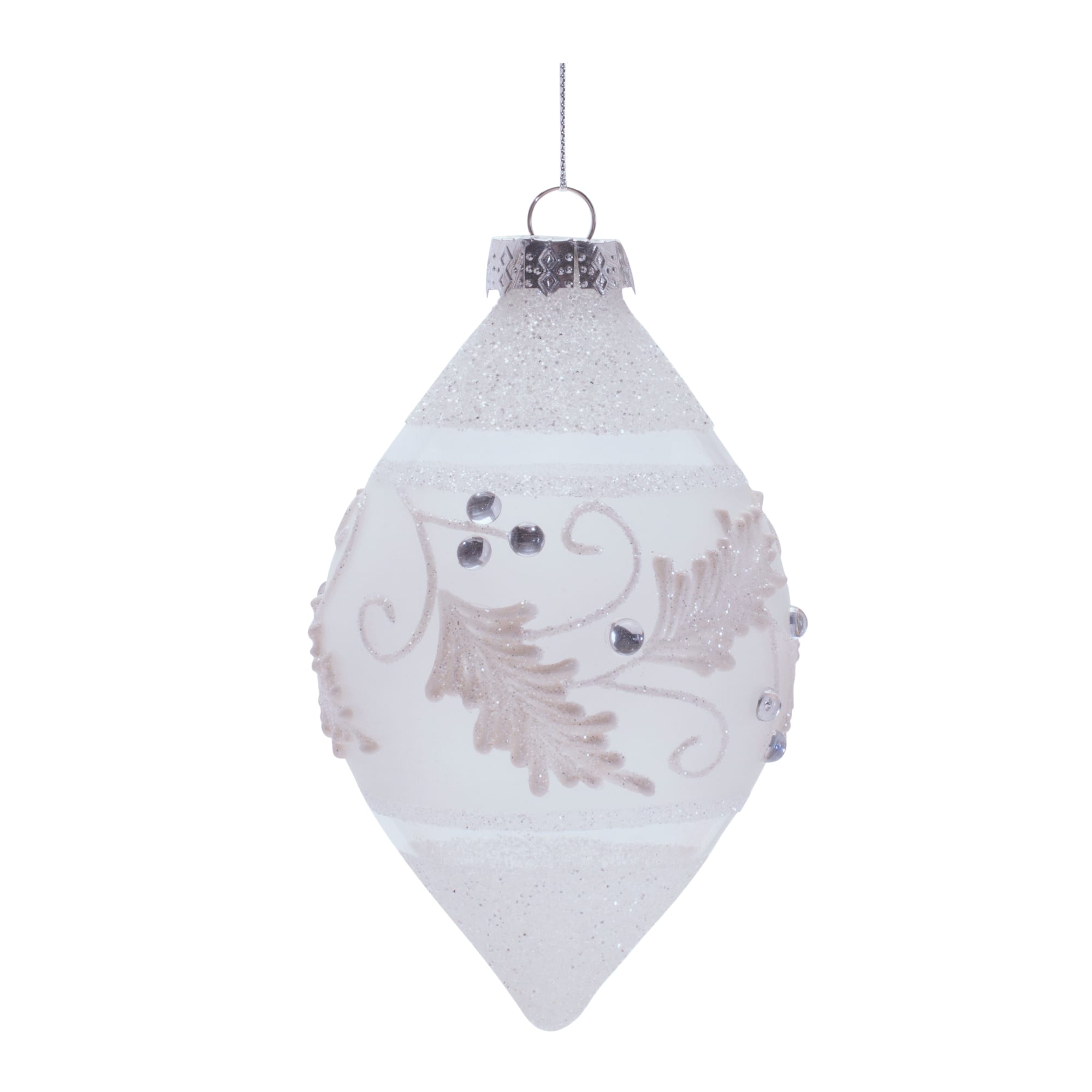 Melrose White Ball & Finial Glass Holiday Ornaments Set