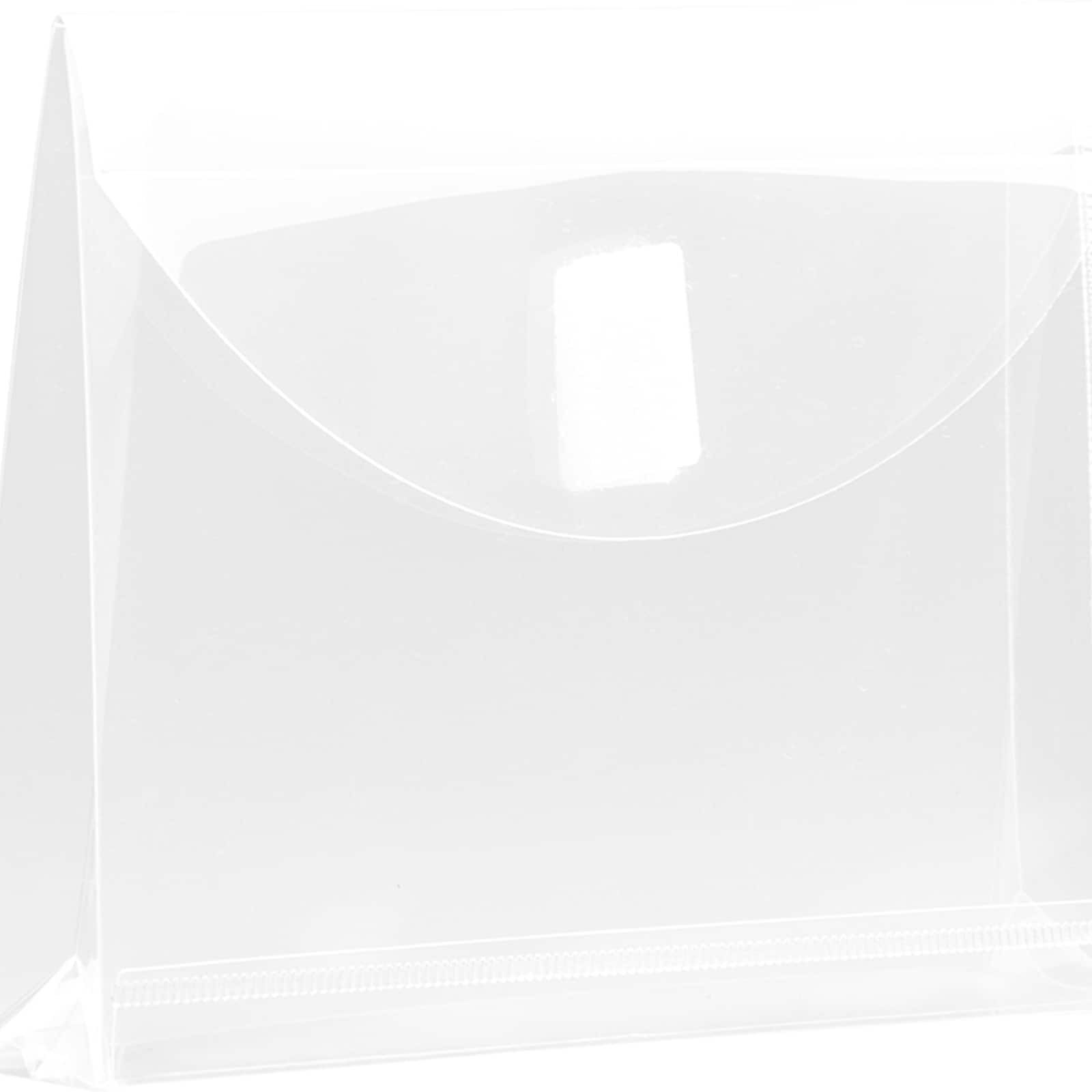 JAM Paper 5.5" x 7.5" Clear Velcro® Brand Hook & Loop 1" Expansion Booklet Envelopes, 24ct.