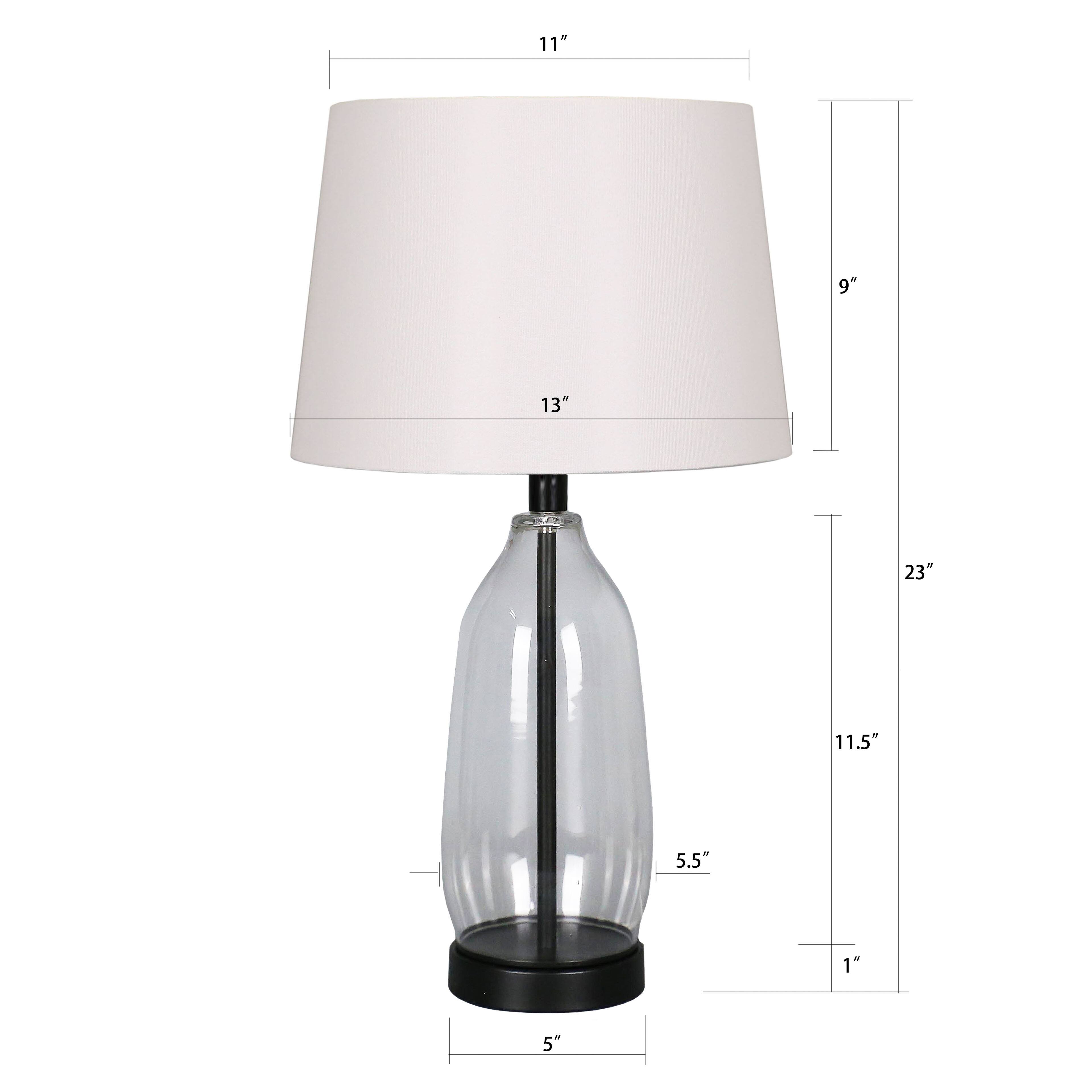 23" Clear & Black Slim Glass & Metal Table Lamp with Natural Fabric Shade by Ashland®