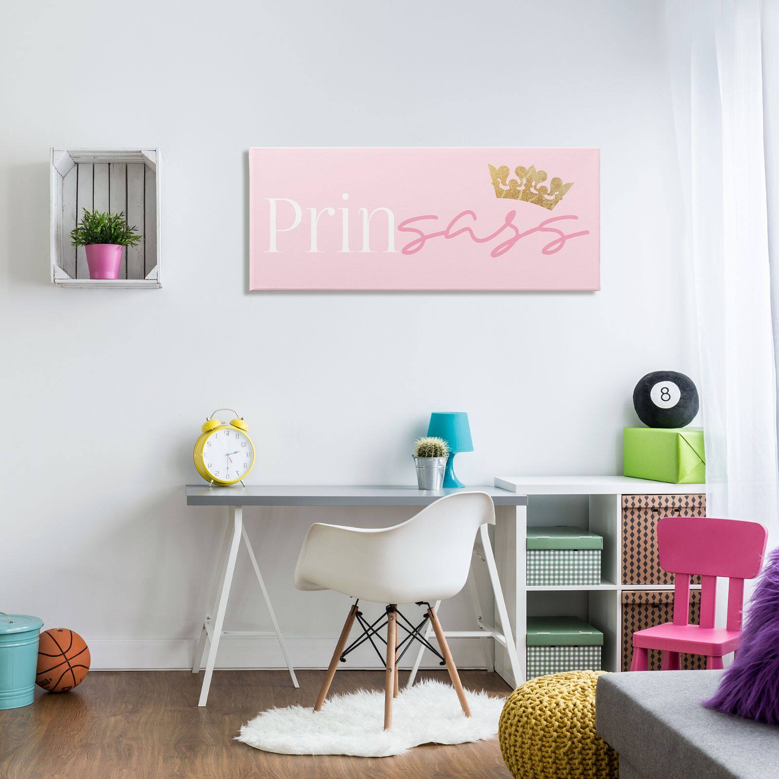 Stupell Industries Princess Sassy Girl Princess Pun Royal Crown Pink Canvas Wall Art