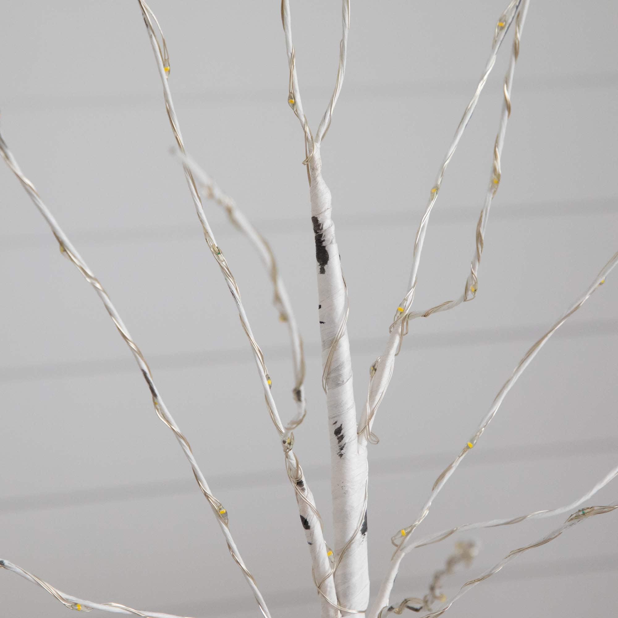 2ft. Pre-Lit White Birch Artificial Christmas Tree, Warm White LED Lights