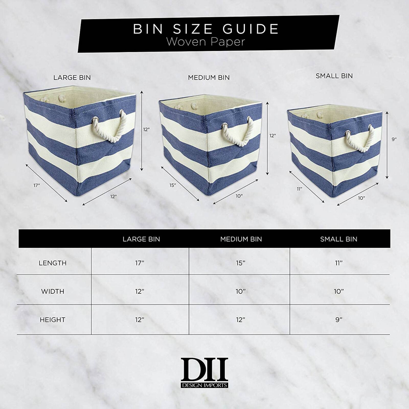 DII® Large Rectangle Diamond Basketweave Paper Bin