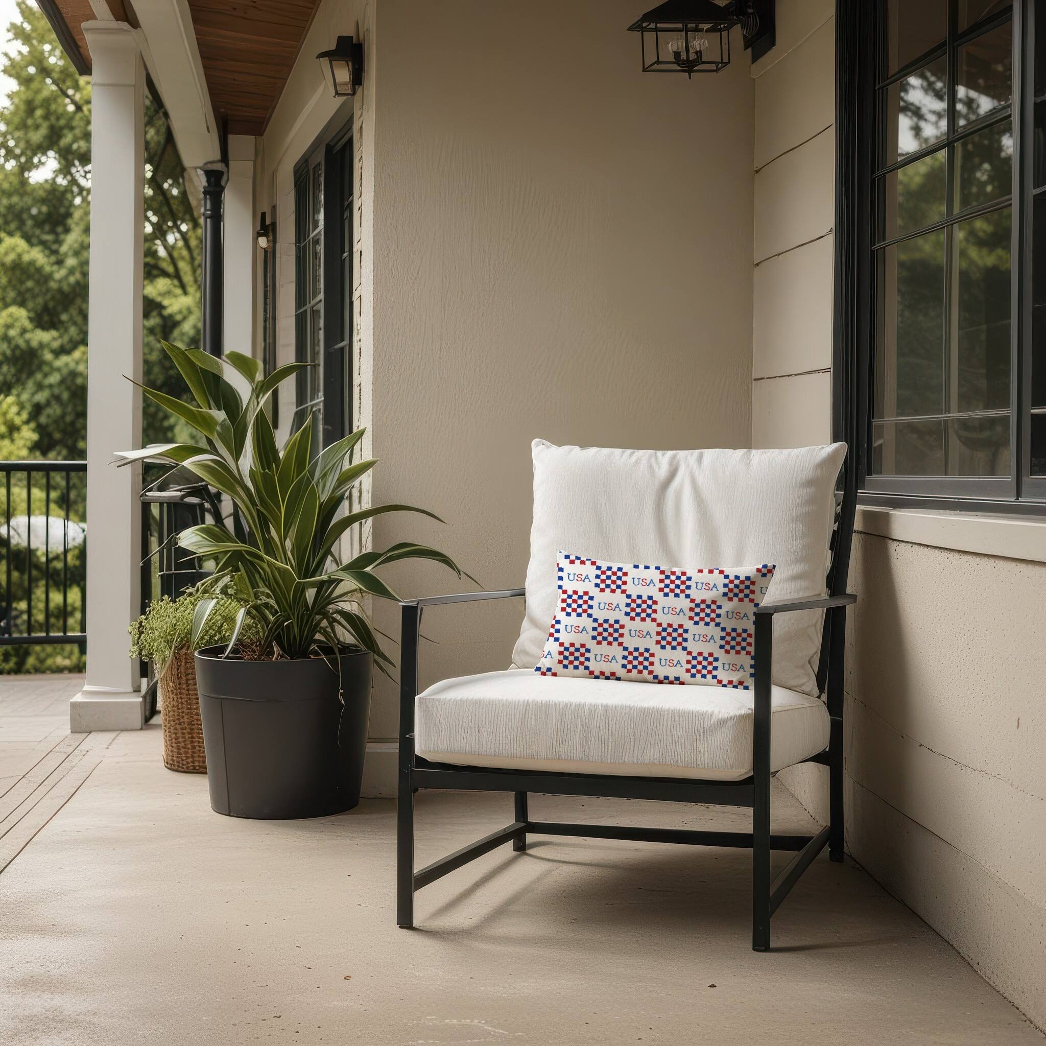 20" x 14" USA Check Pattern Indoor Outdoor Pillow