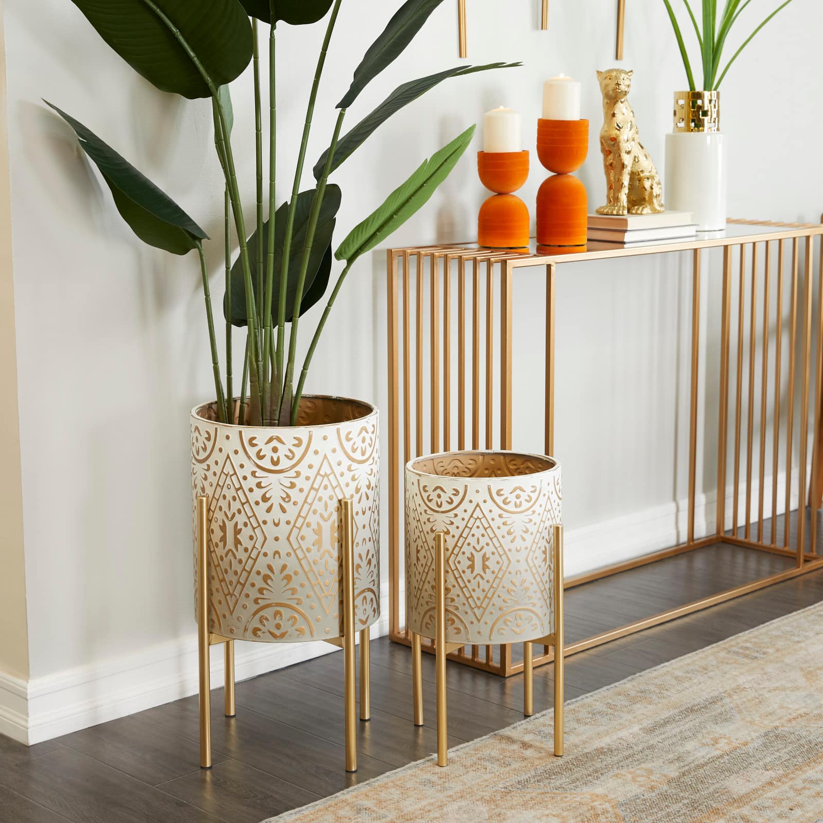 Brown Bohemian Planter, Set of 2" 23", 19"
