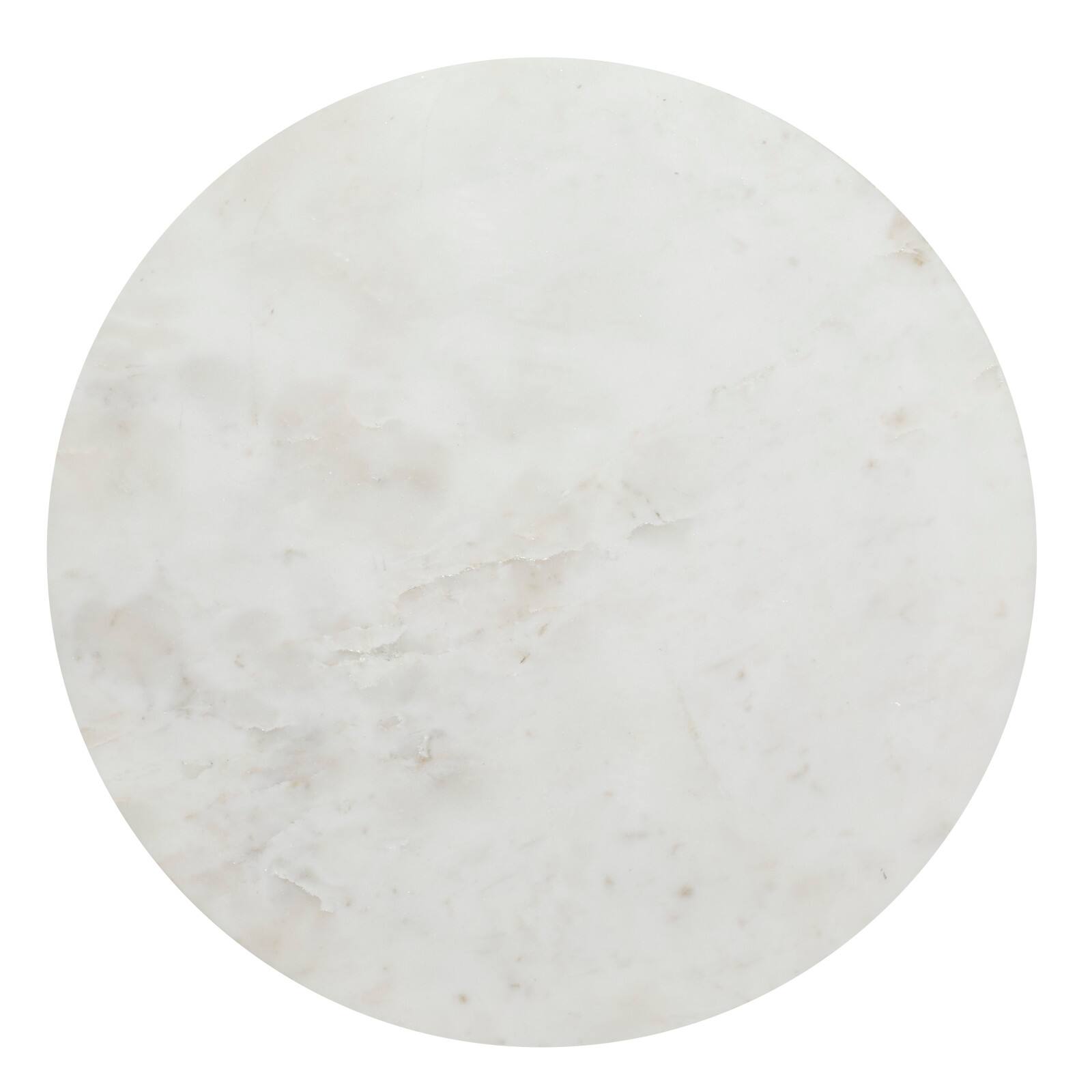18" White Mango Wood & Marble Farmhouse Accent Table