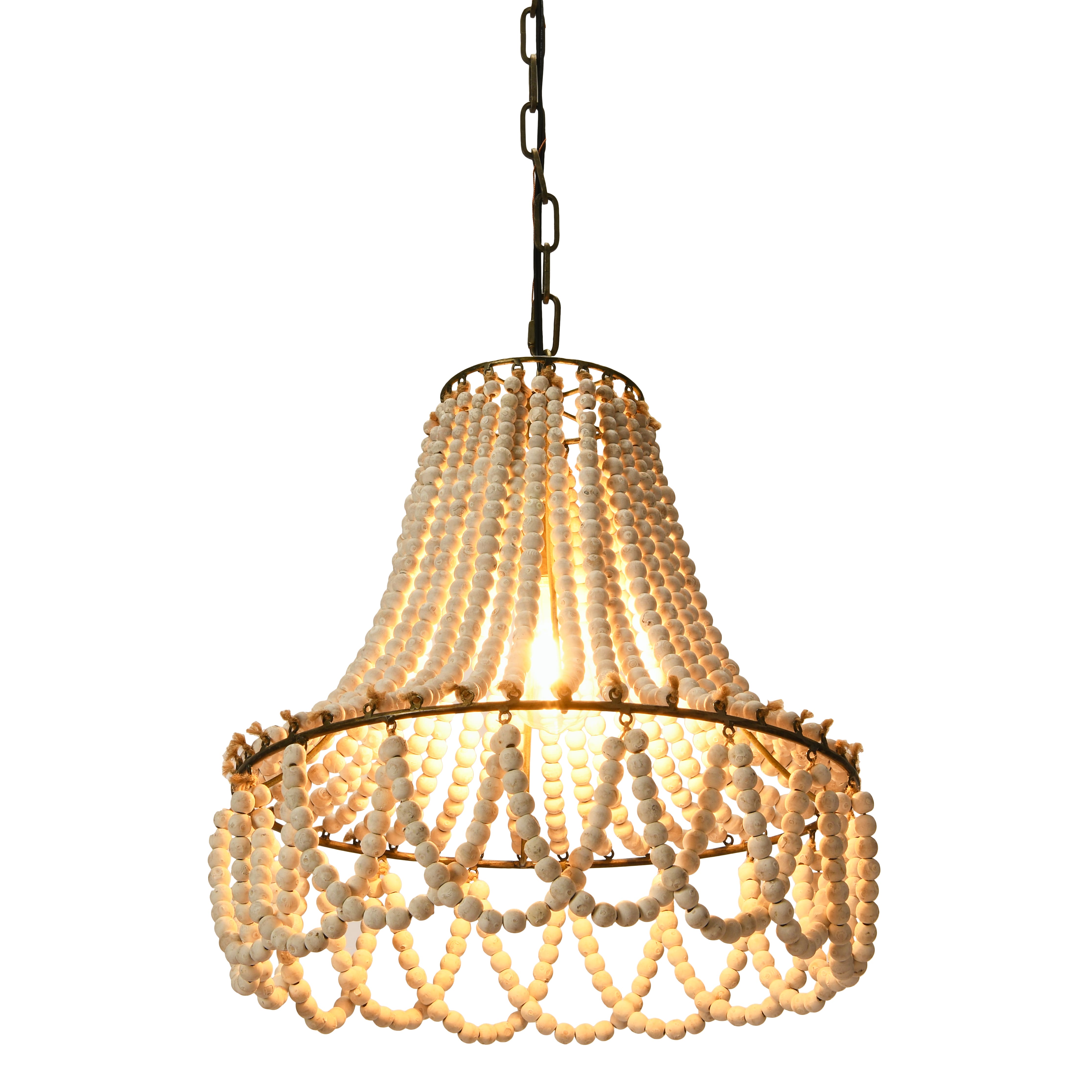 Hello Honey® 20" White Wood Bead Draped Chandelier
