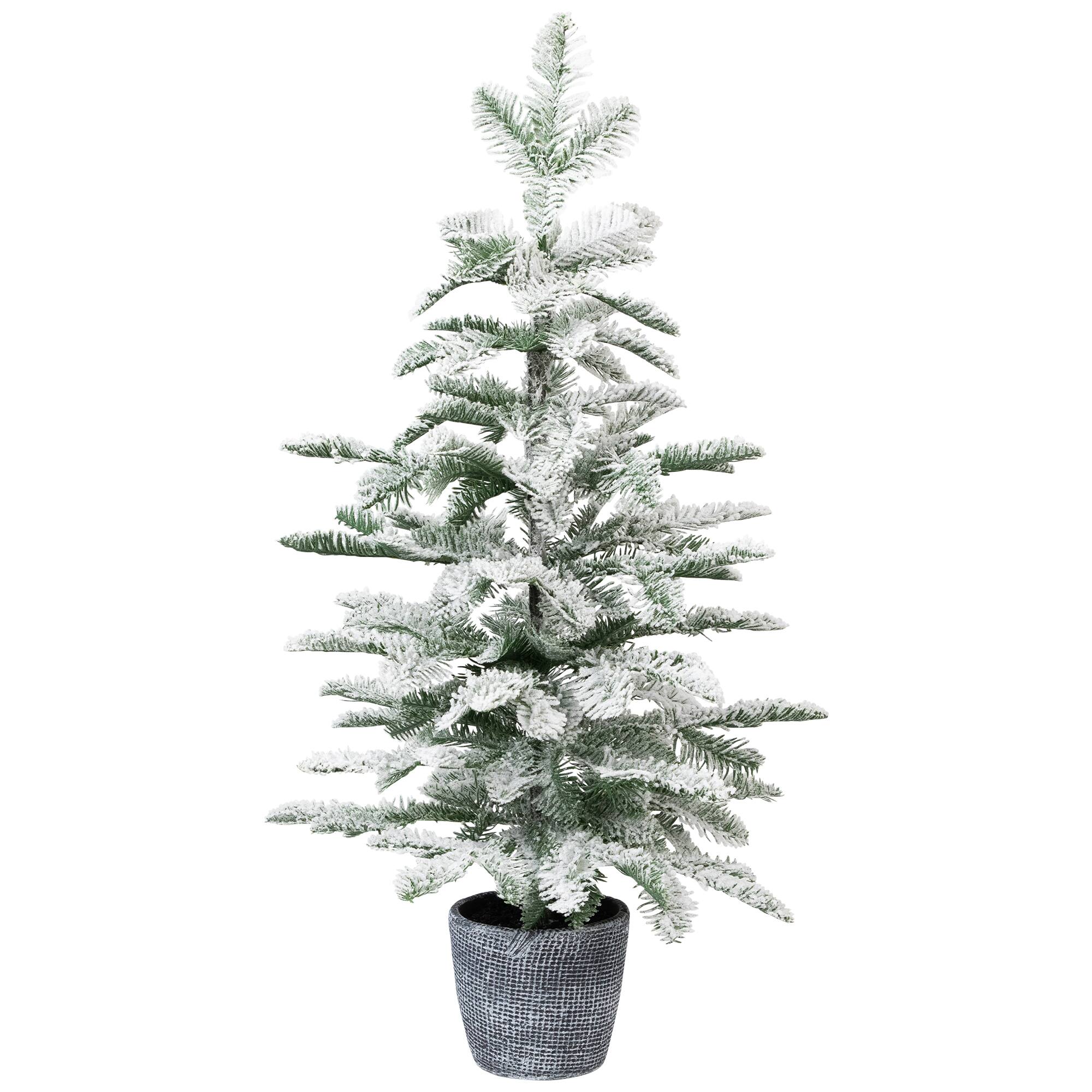 Northlight 28" Unlit Flocked Pine Potted Artificial Christmas Tree