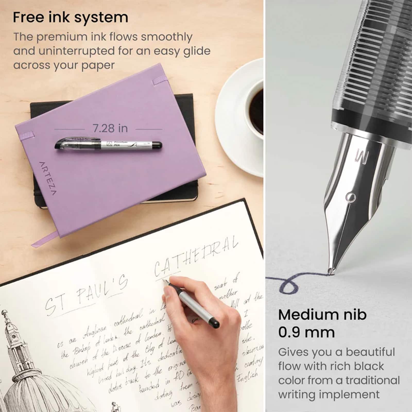 Arteza® Medium Black Disposable Fountain Pens, 12ct.