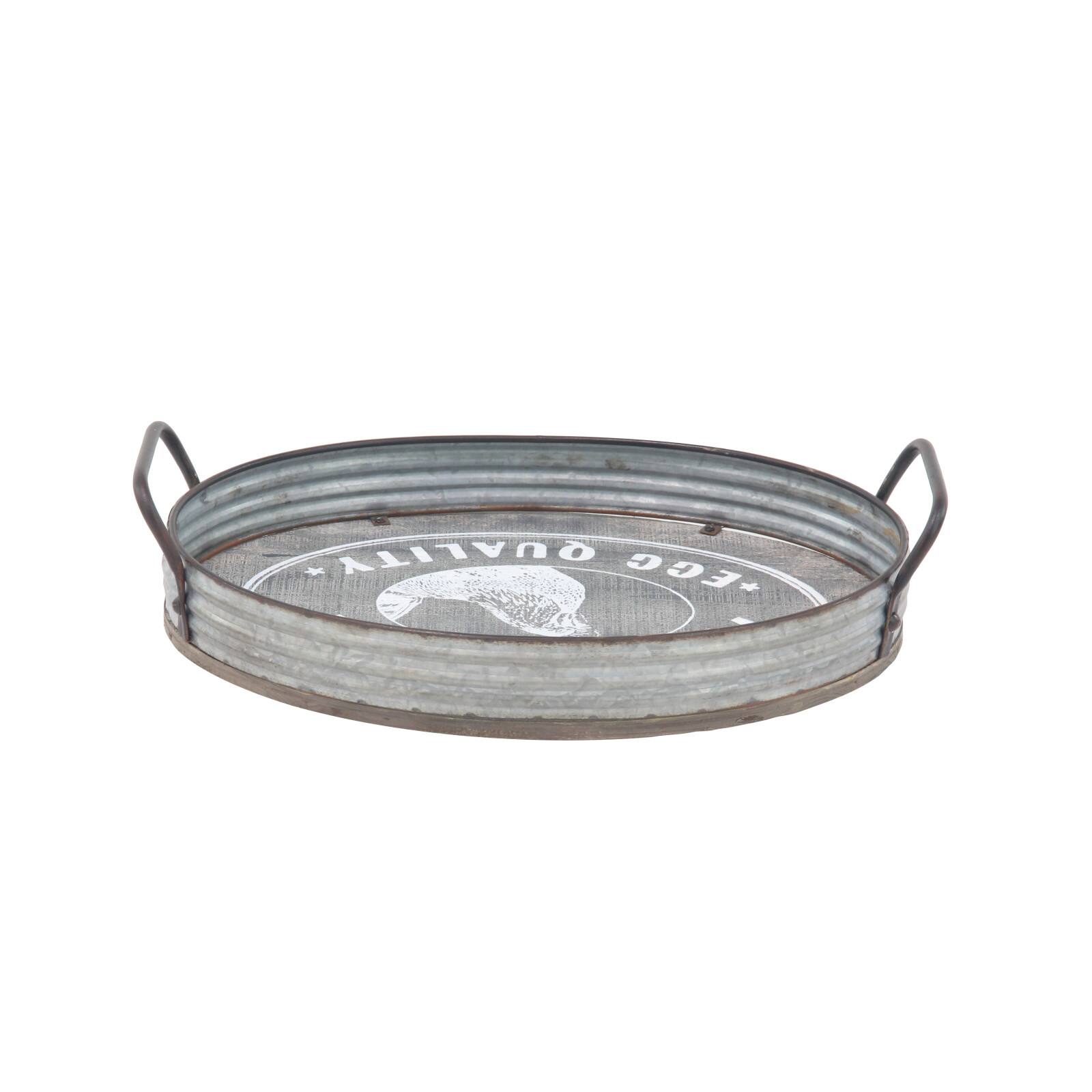 Gray Metal Farmhouse Tray Set