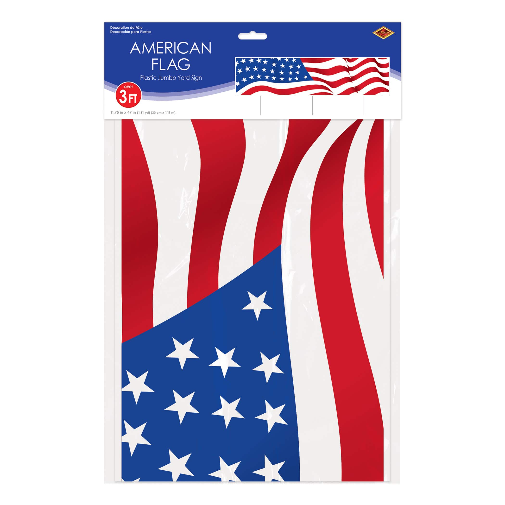 Beistle 11.75" x 47" Jumbo American Flag Yard Sign