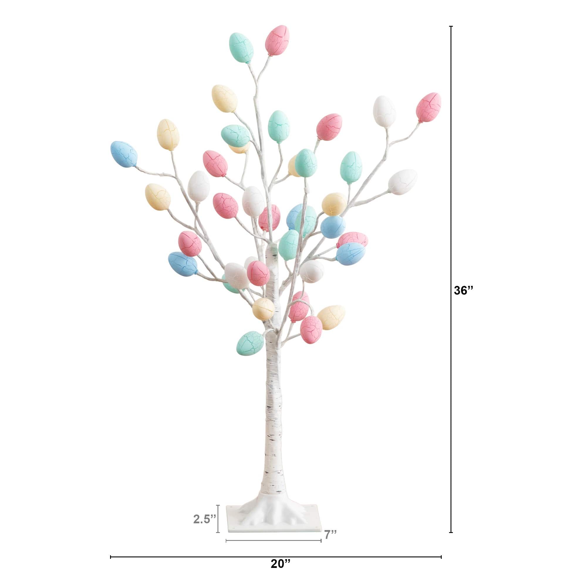 3ft. Pre-Lit Artificial Easter Twig Tree with 40 Egg Shaped LED Ornaments