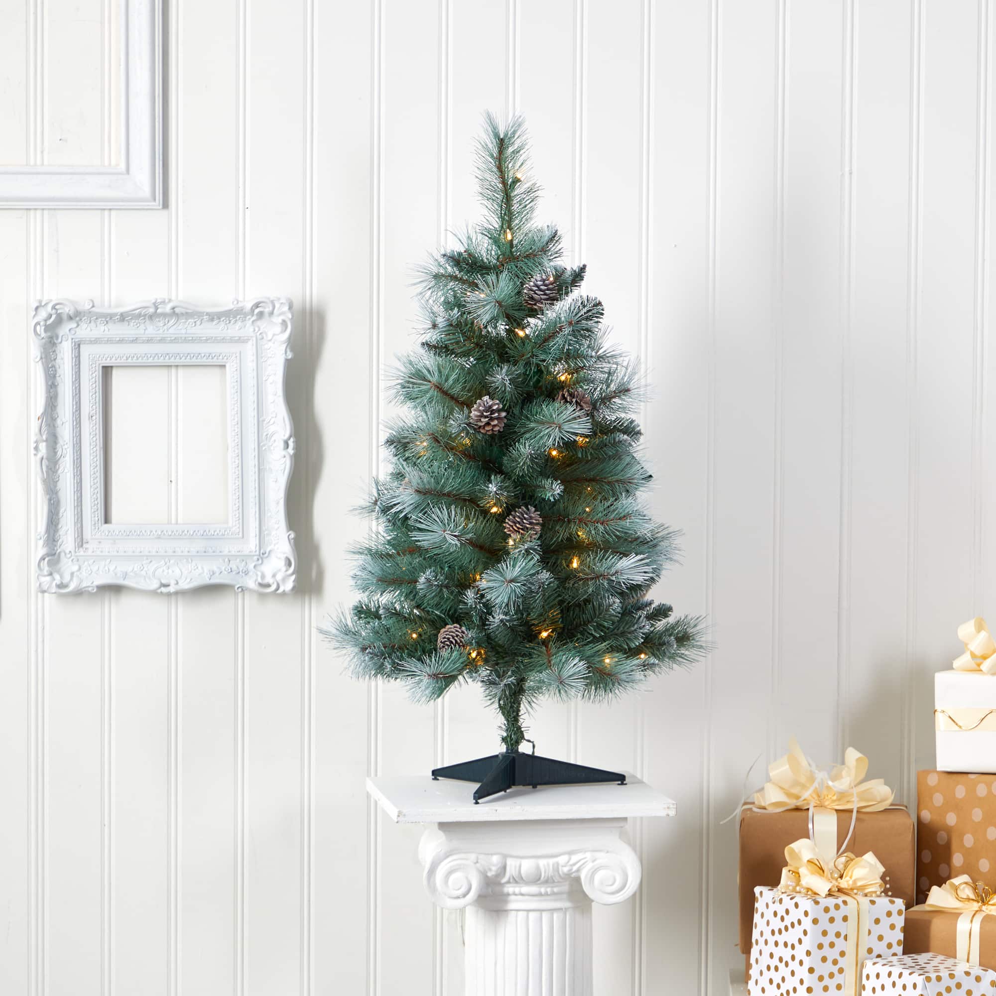 3ft. Pre-Lit British Columbia Mountain Pine Artificial Christmas Tree, Clear LED Lights