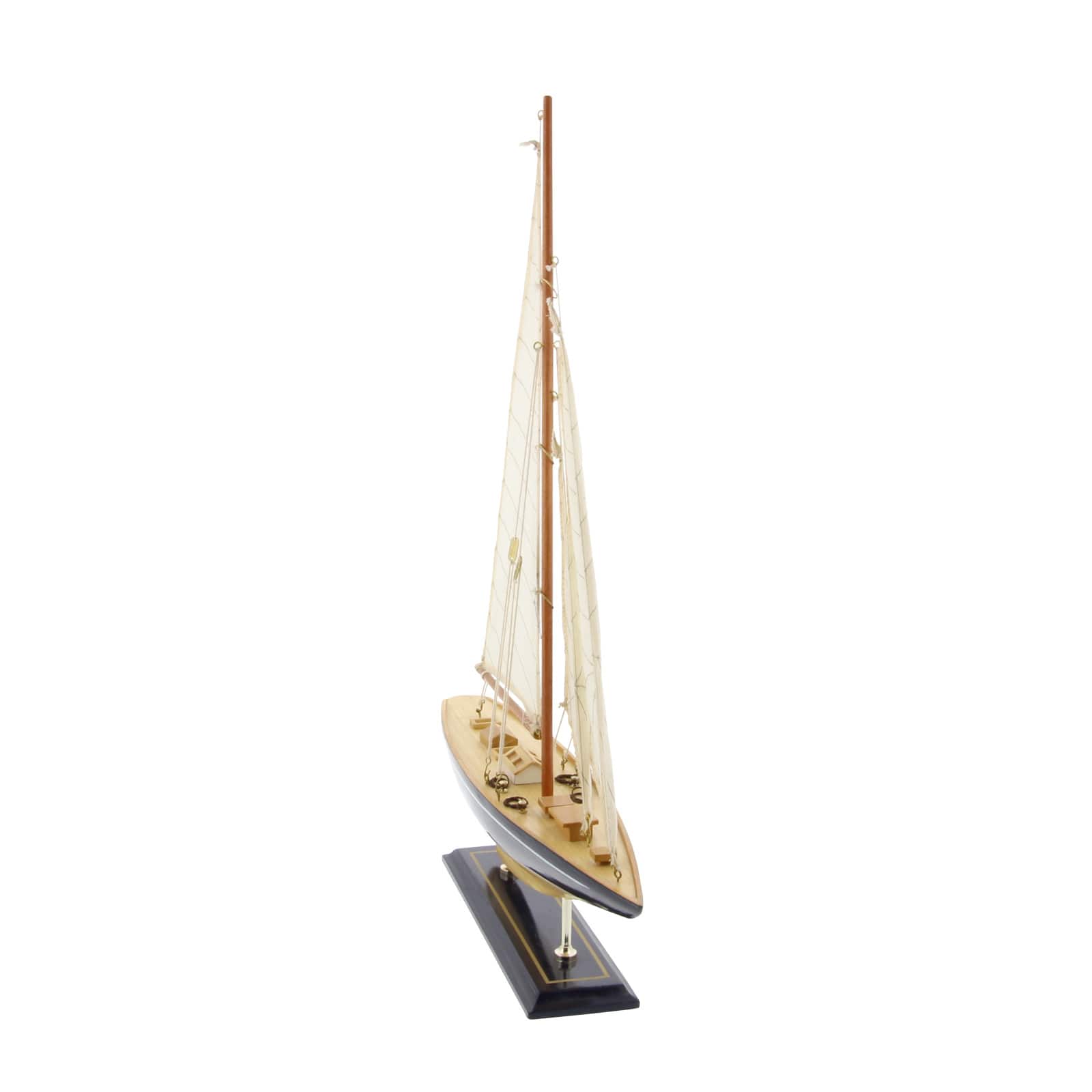 Beige Wood Coastal Sculpture, Sail Boat 21" x 17" x 4"