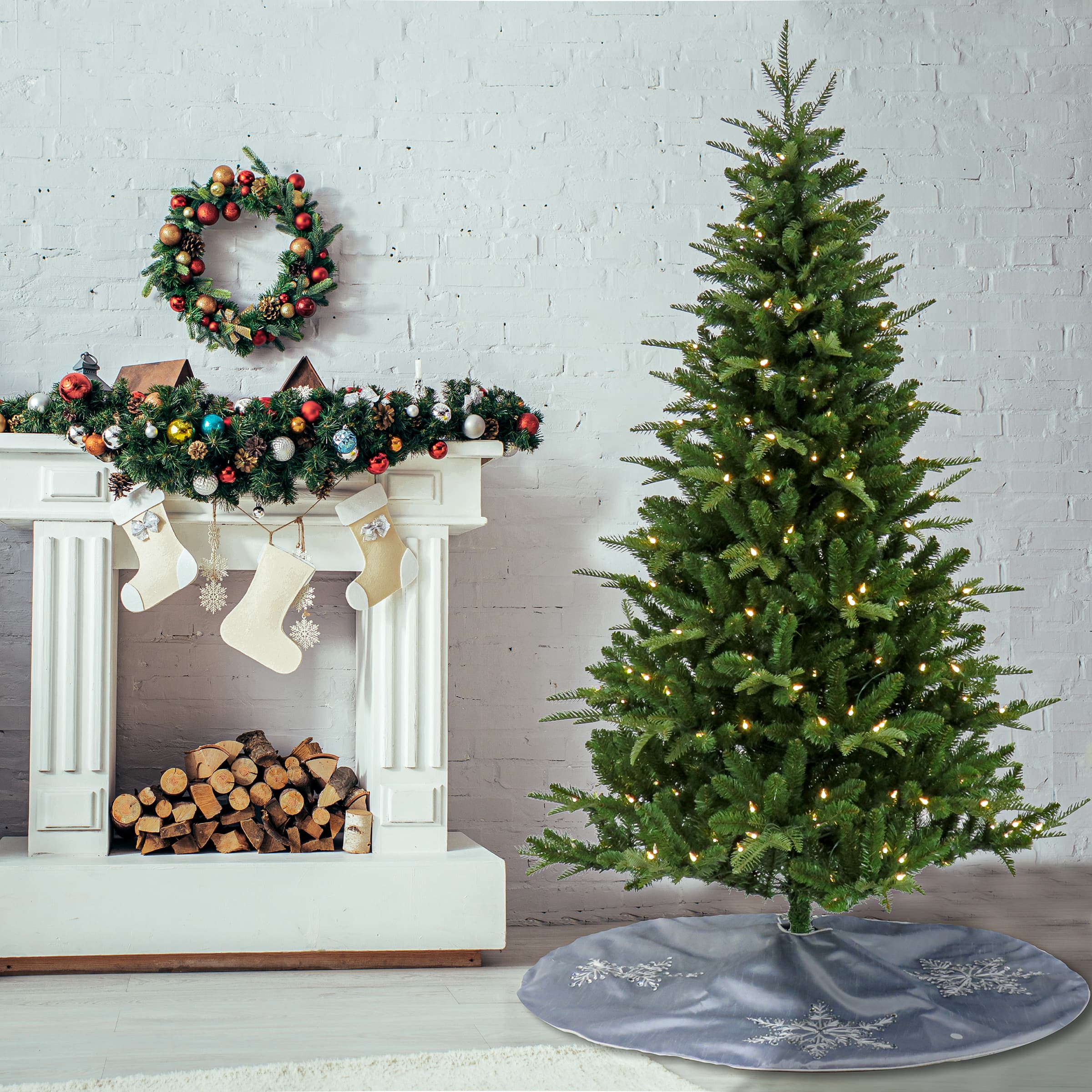 6ft. Pre-Lit Whatcom Pine Artificial Christmas Tree, Clear LED Lights